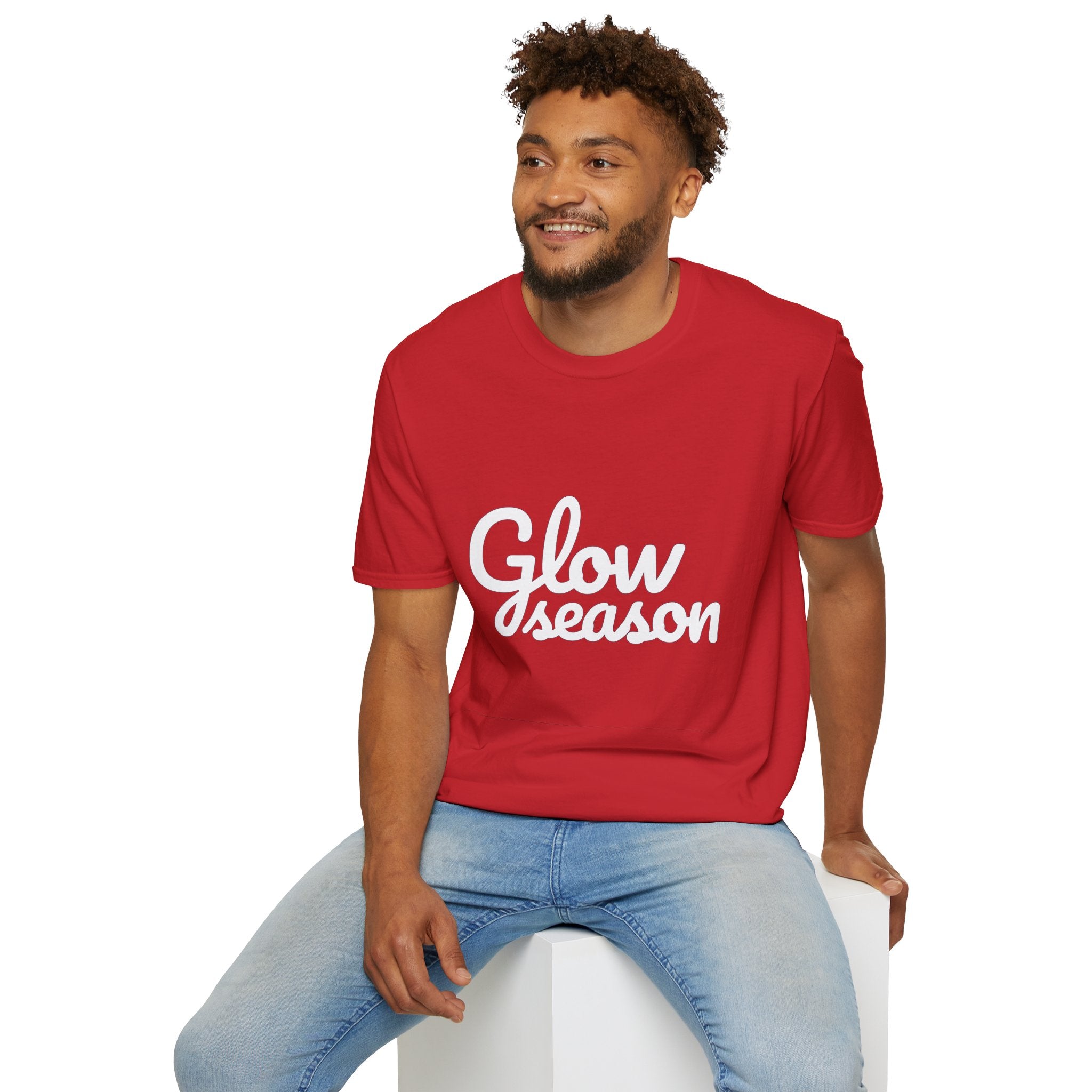 Summer Theme Minimalist Typography T-Shirt, Glow Season Script Tee