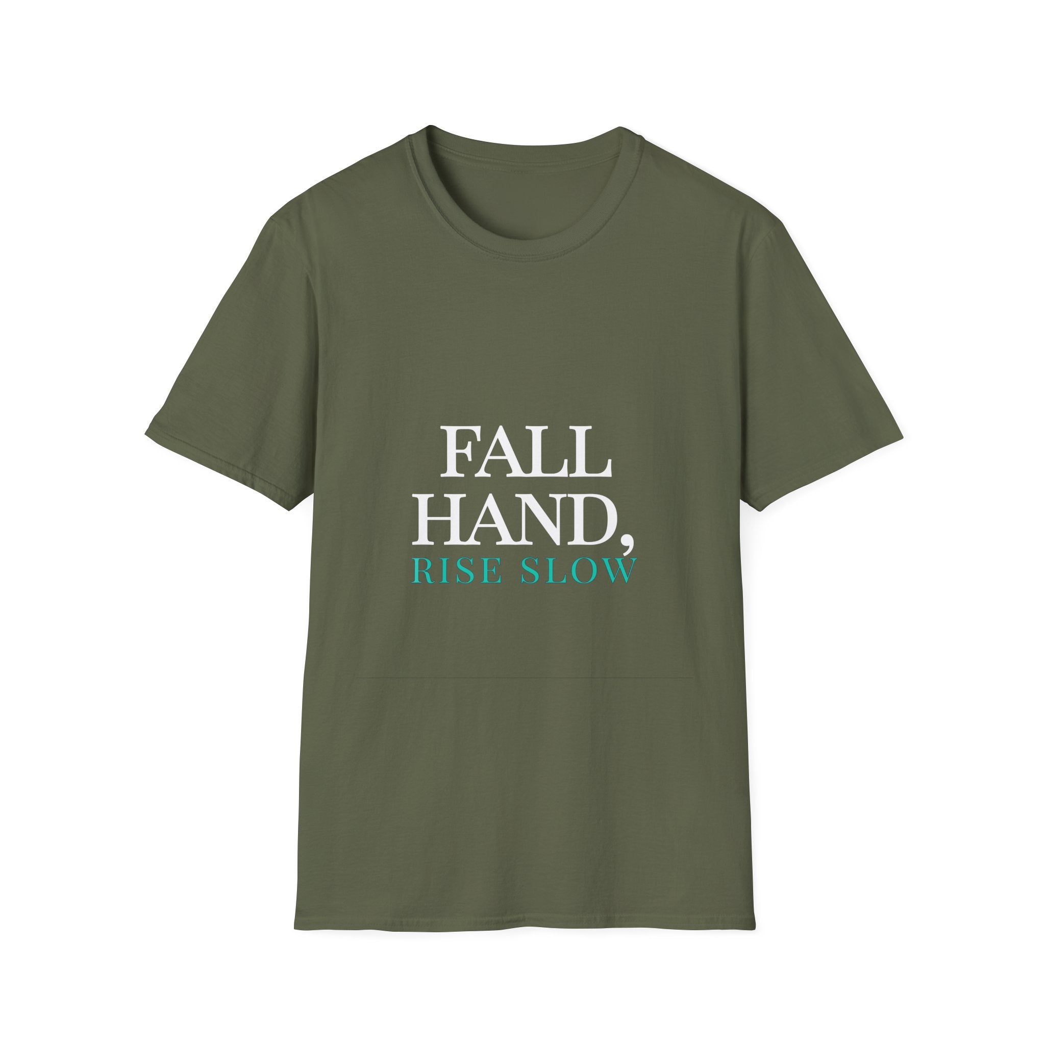 Fall Theme Minimalist Typography Graphic T-Shirt Fall Hard, Rise Slow Tee