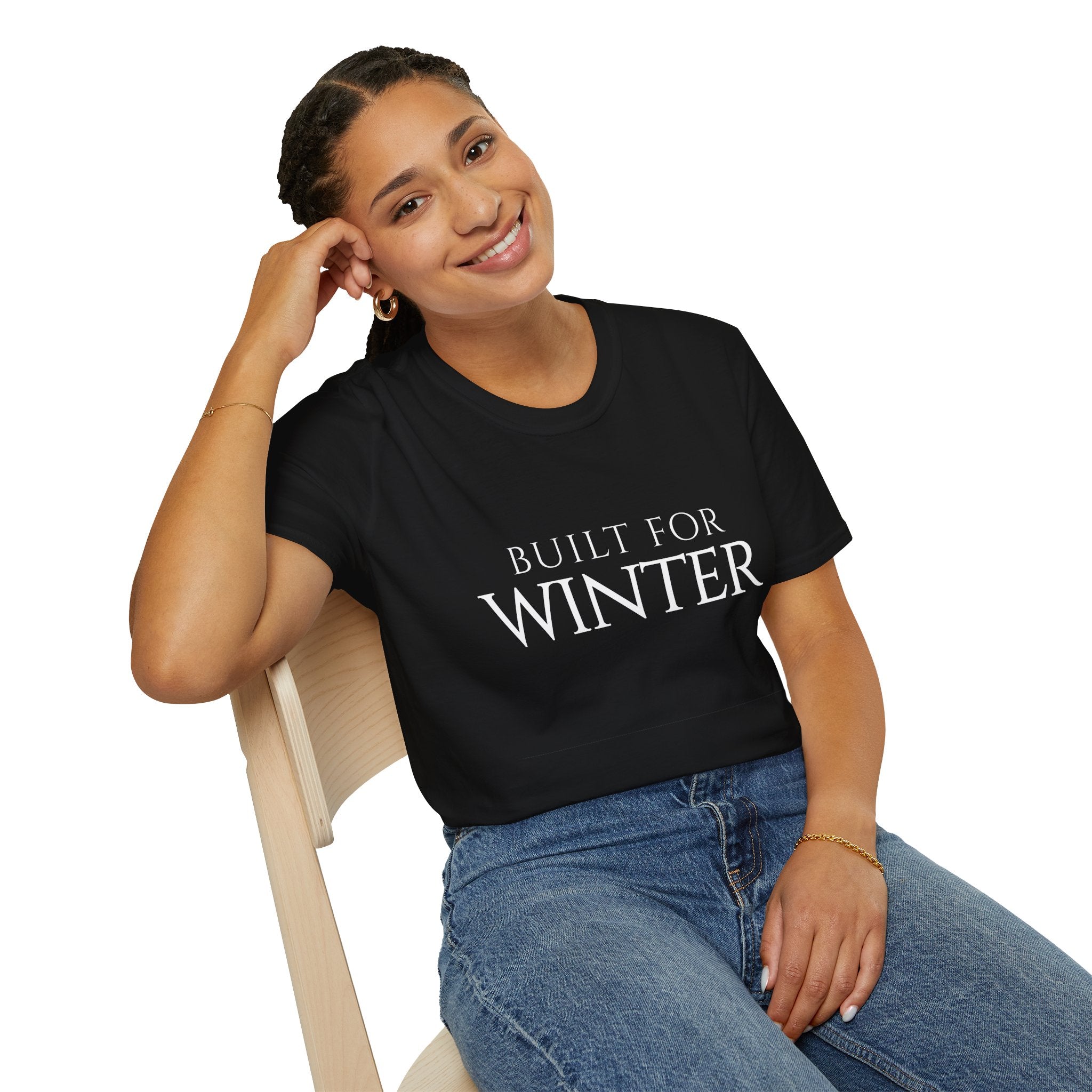 Winter Theme Minimalist Typography Graphic T-Shirt, Built For Winter Tee