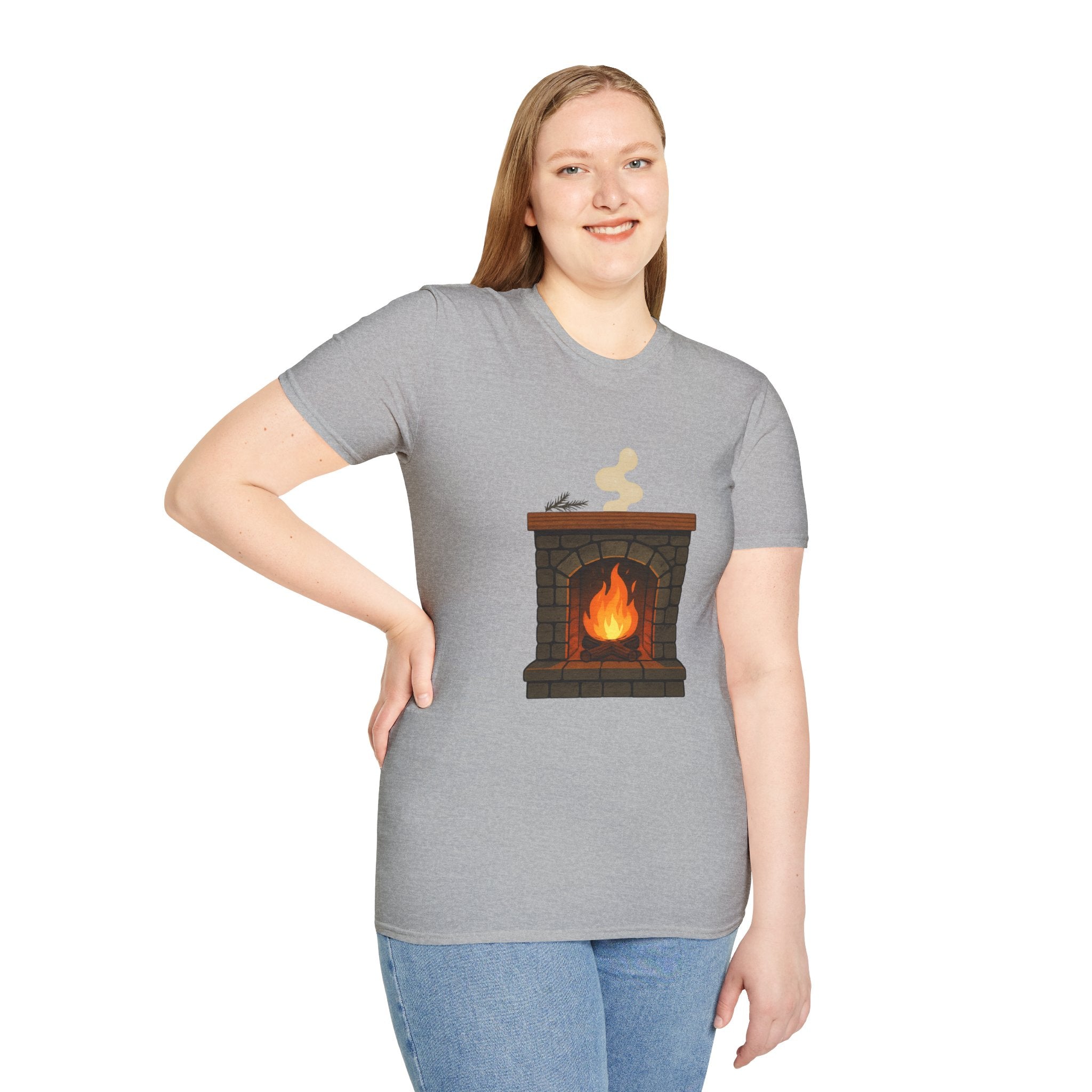 Cozy Fireplace Graphic T Shirt Warm Aesthetic Relaxed Fit Tee