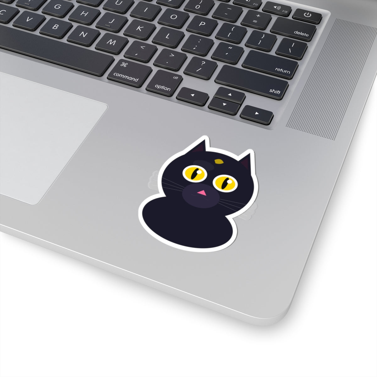 Black Cat Kiss-Cut Sticker | Cute Yellow-Eyed Cat Decal