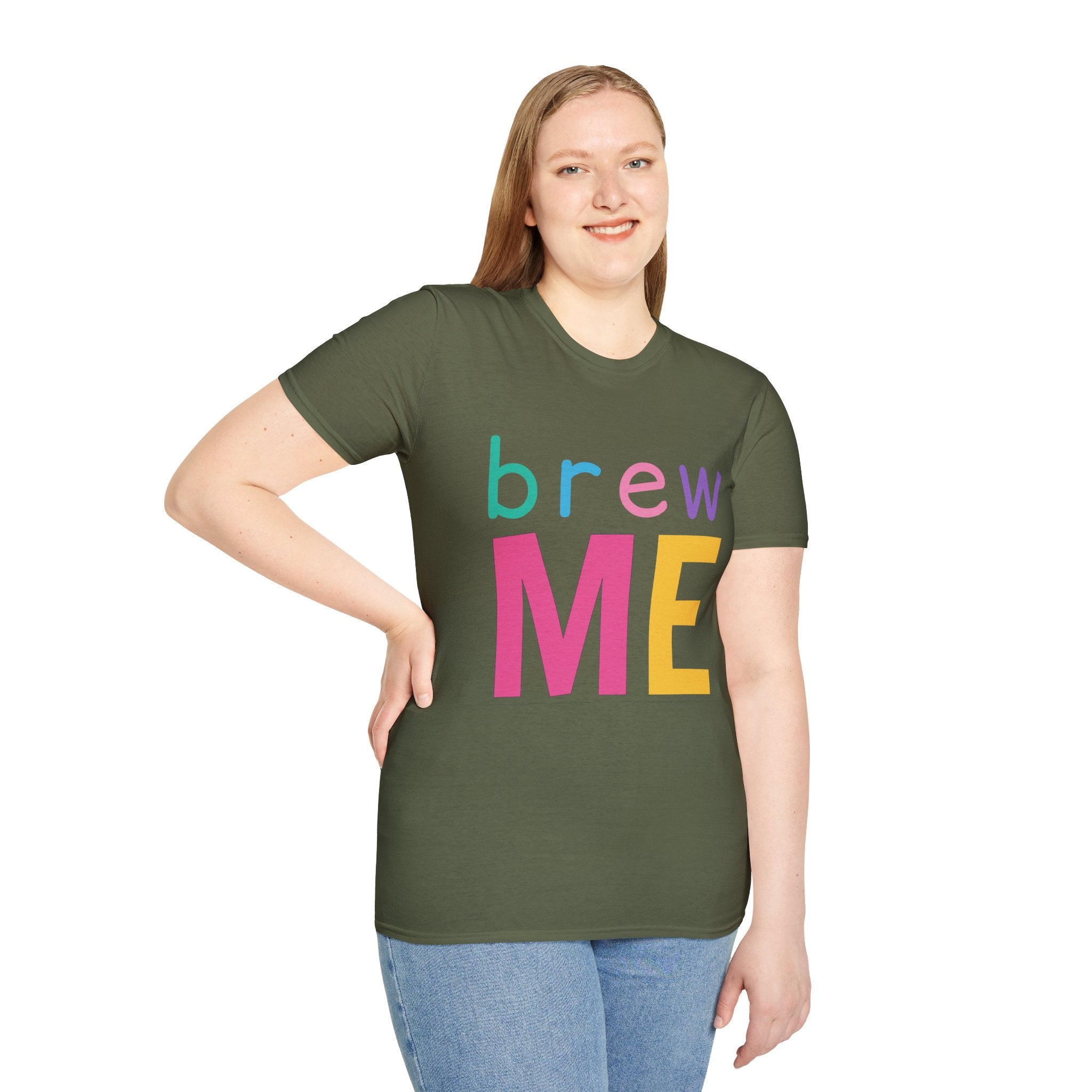 Colorful Theme Typography T-Shirt, Brew Me Colorful Graphic Tee