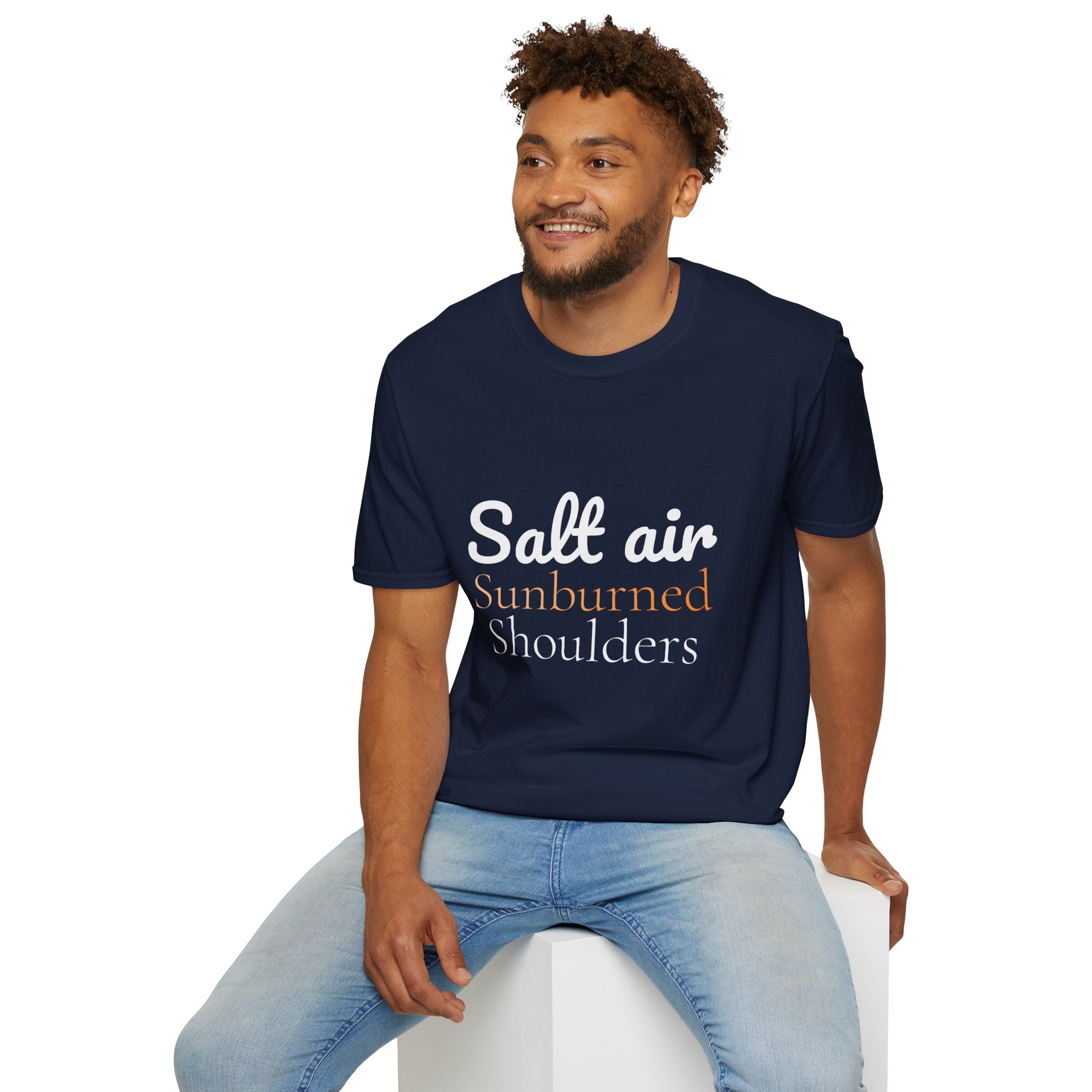 Summer Theme, Beach Quote Typography T-Shirt, Salt Air Sunburned Shoulders Tee