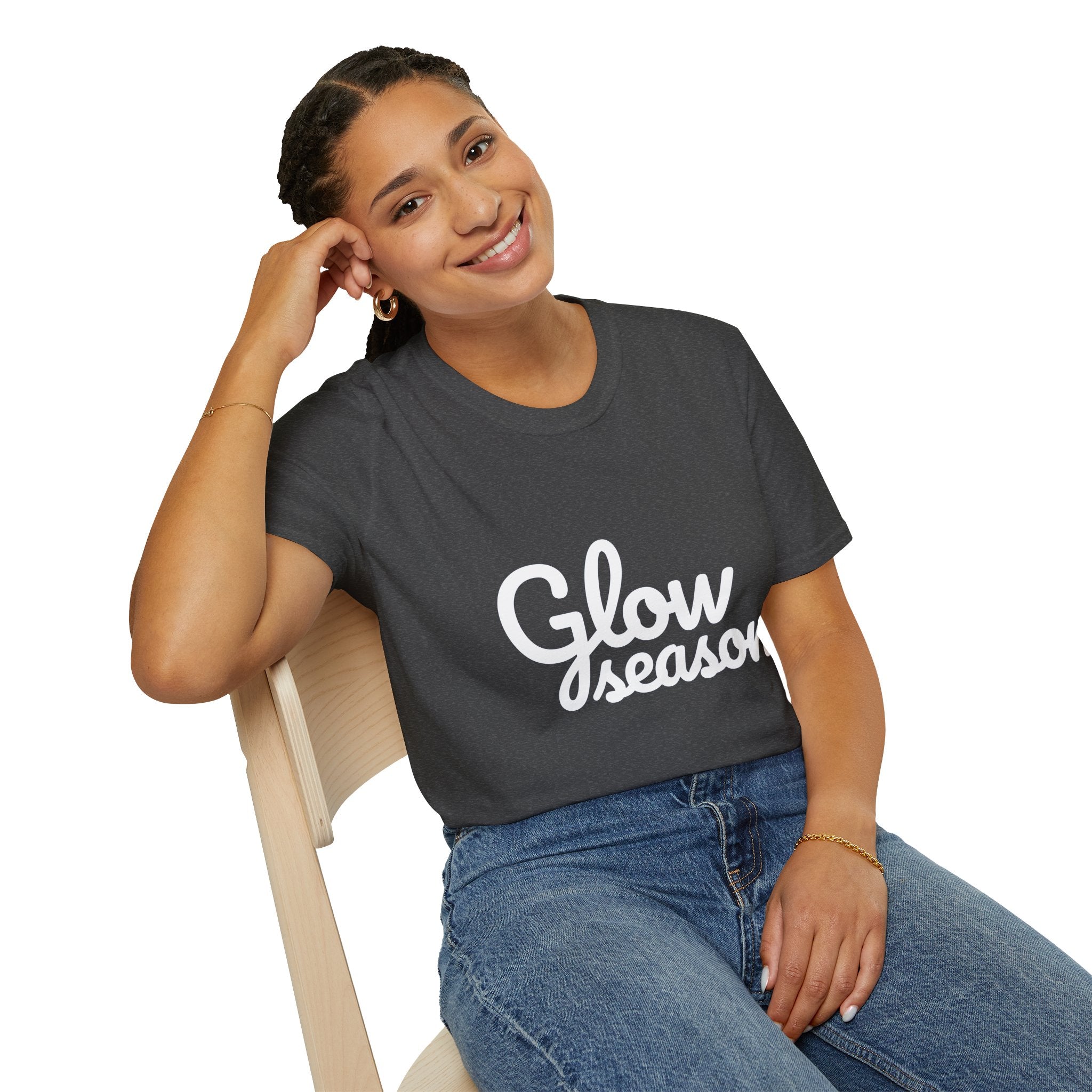 Summer Theme Minimalist Typography T-Shirt, Glow Season Script Tee
