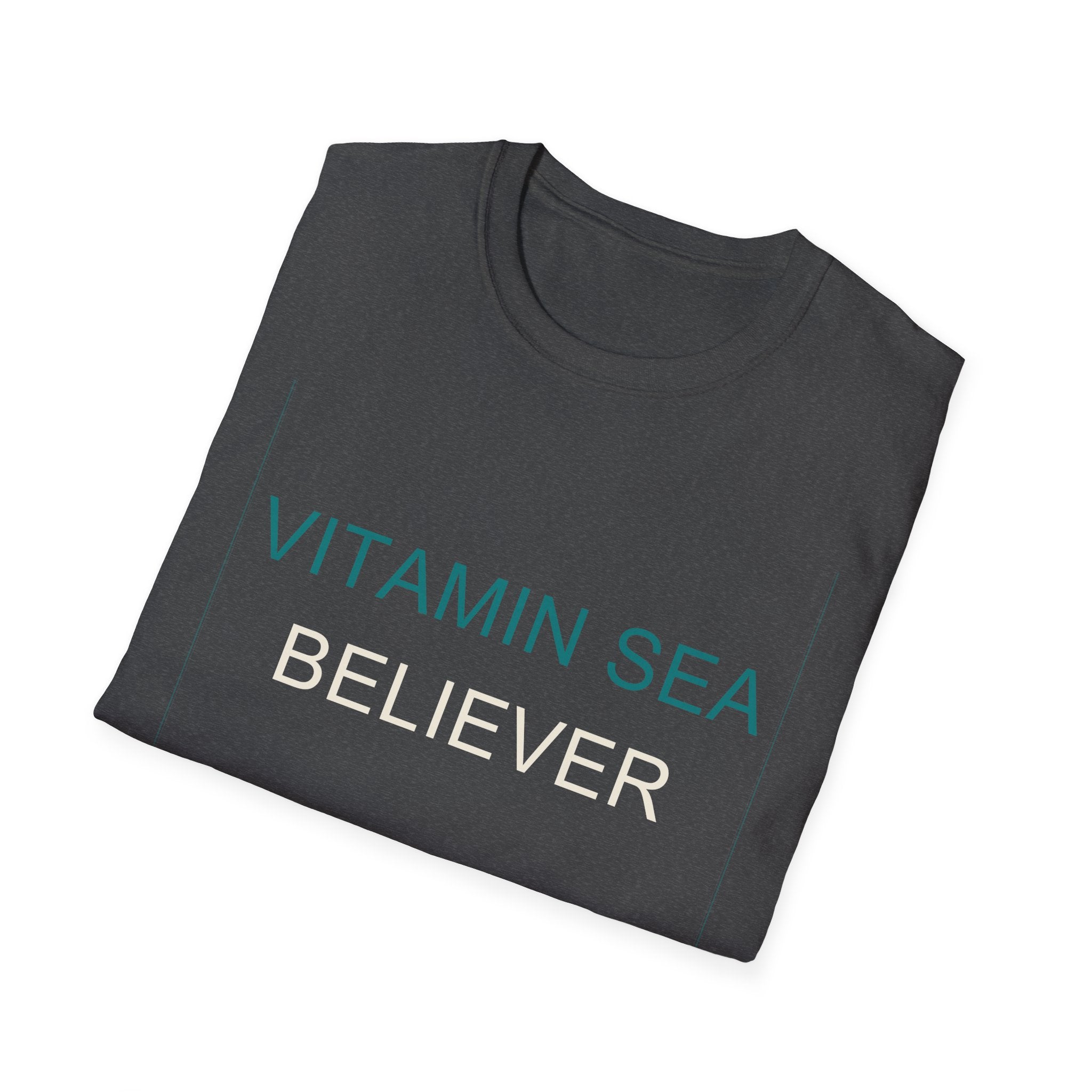 Summer Theme Minimalist Typography T-Shirt, Vitamin Sea Believer Tee