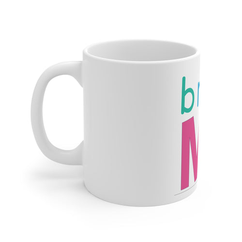 Colorful Typography White Ceramic Mug, Brew Me Graphic Coffee Mug, 11 oz