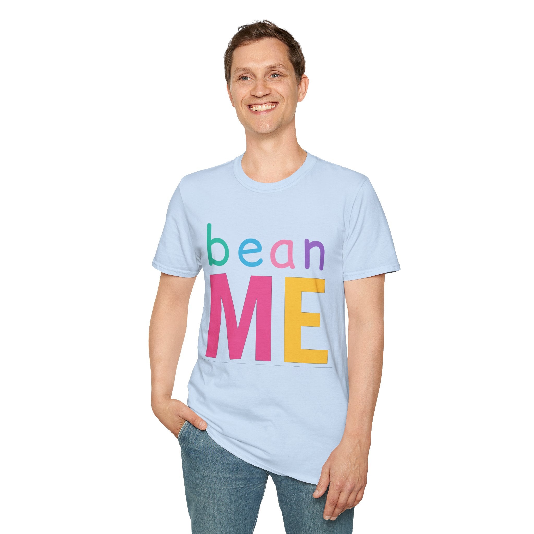 Colorful Theme Typography T-Shirt, Bean Me Colorful Playful Graphic Tee