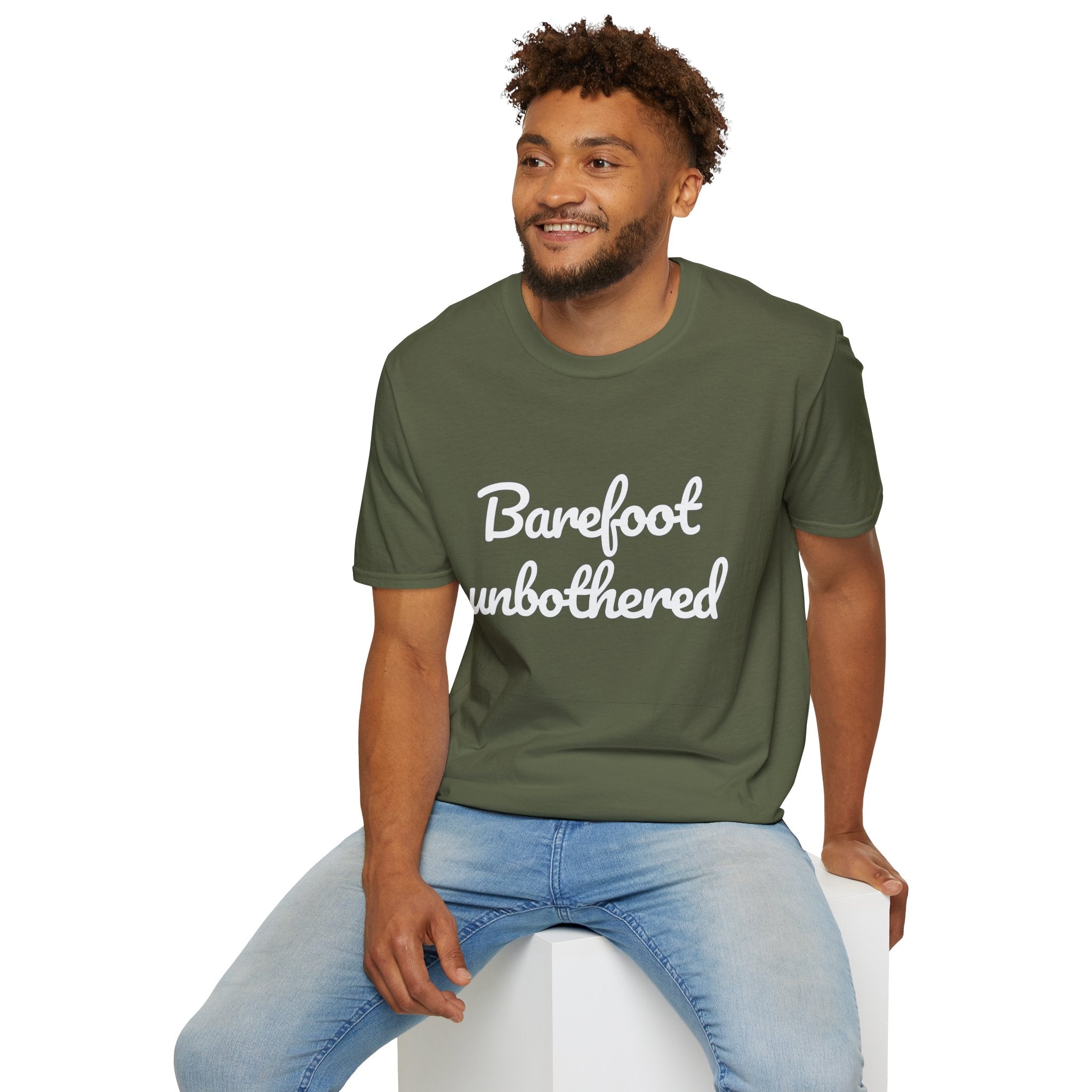 Summer Theme Minimalist Typography T-Shirt, Barefoot Unbothered Tee