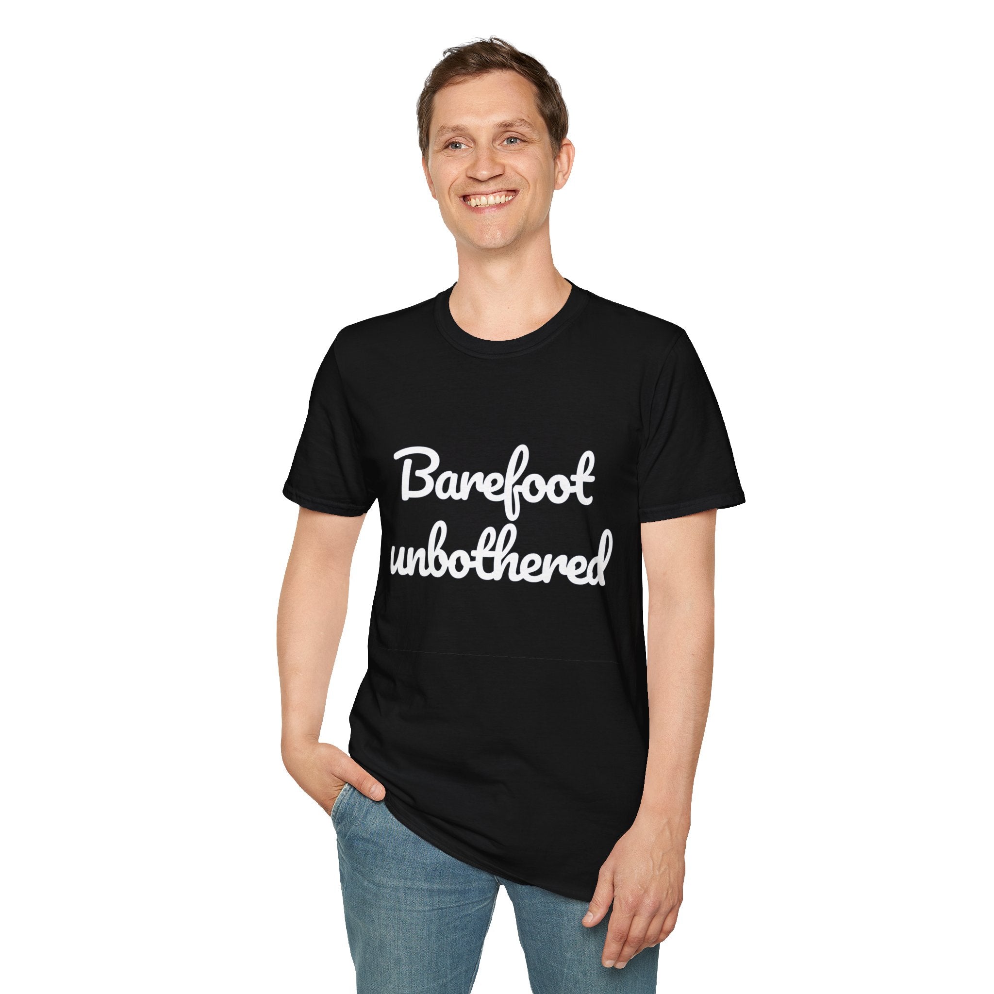 Summer Theme Minimalist Typography T-Shirt, Barefoot Unbothered Tee
