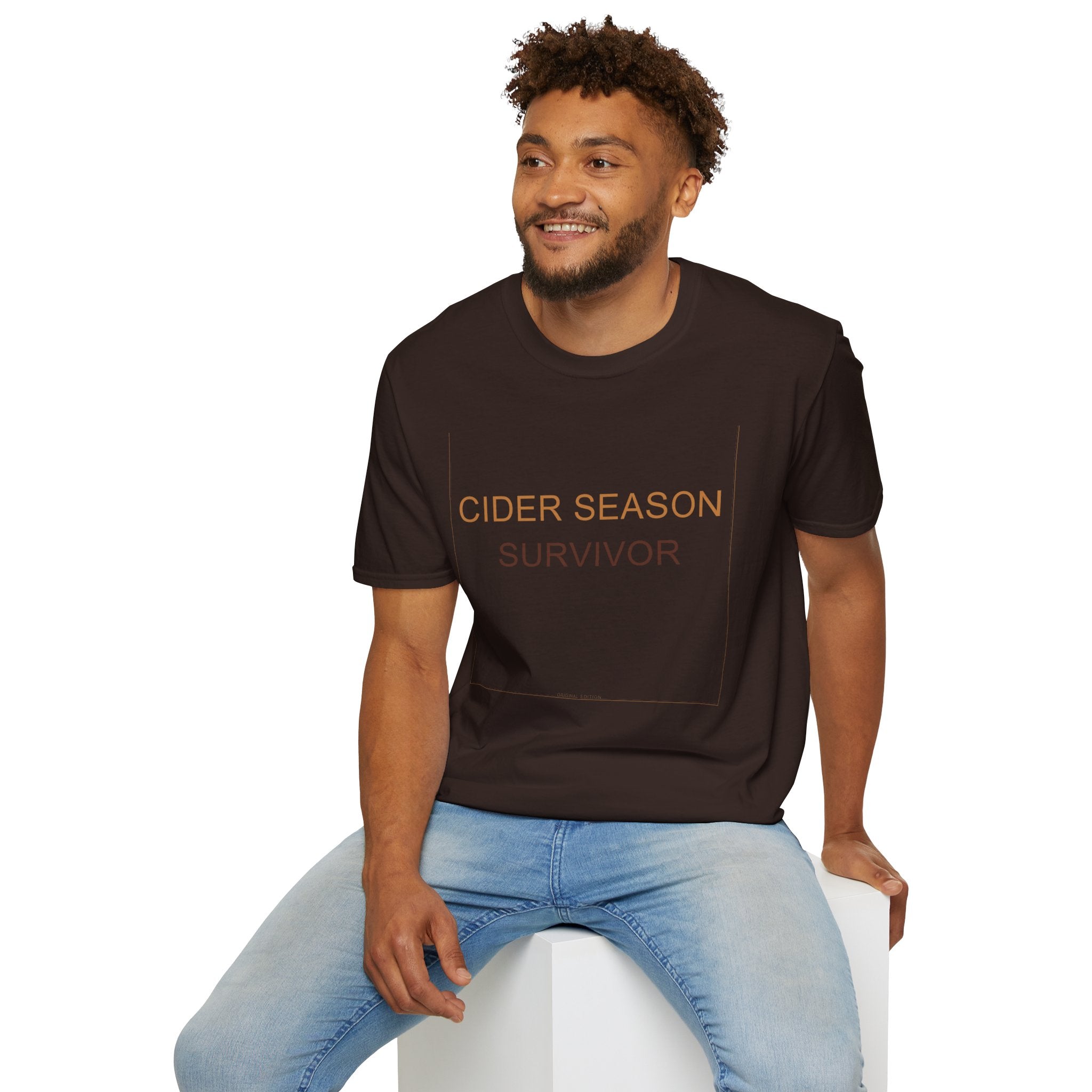 Fall Theme Minimalist Typography T-Shirt, Cider Season Survivor Graphic Tee