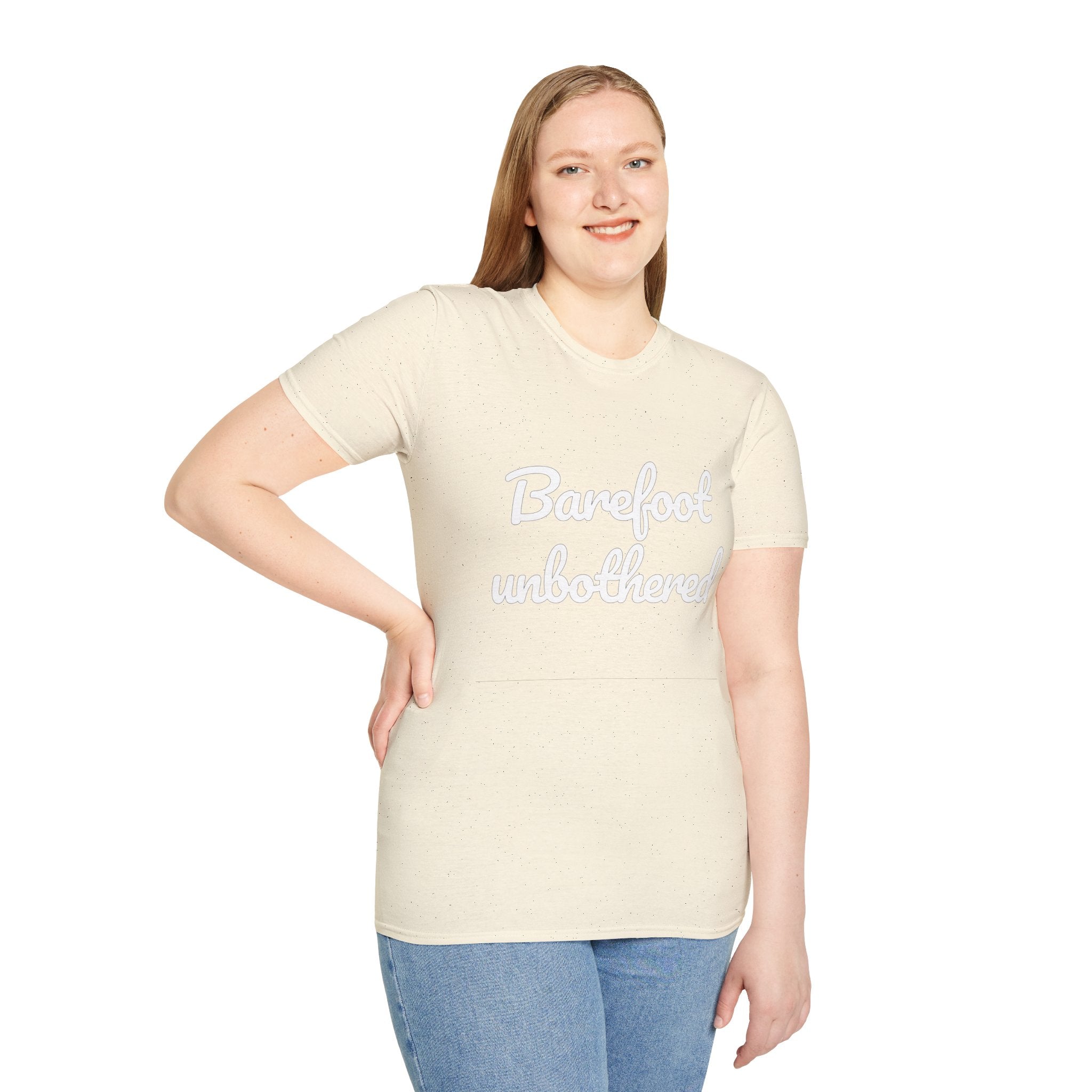 Summer Theme Minimalist Typography T-Shirt, Barefoot Unbothered Tee