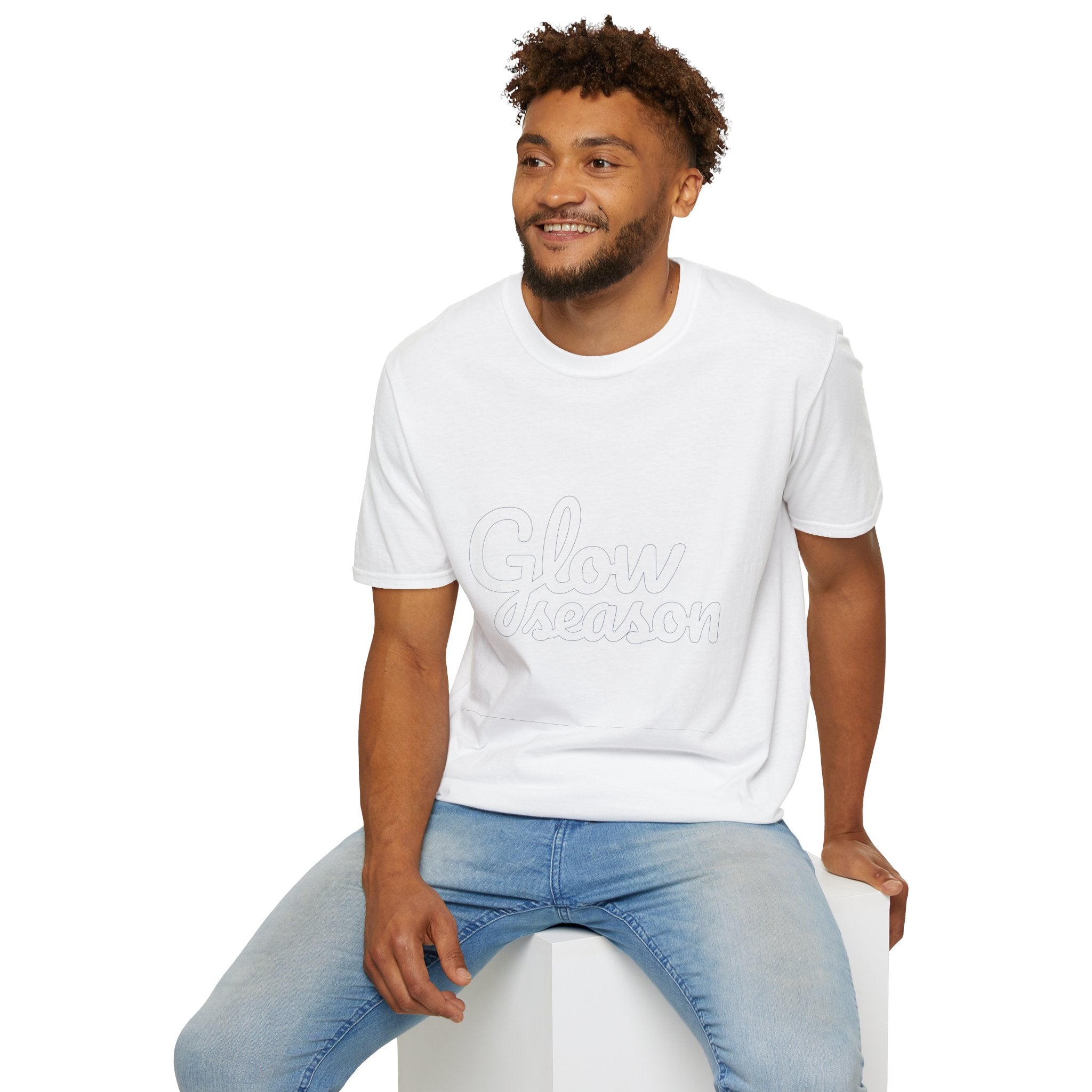 Summer Theme Minimalist Typography T-Shirt, Glow Season Script Tee