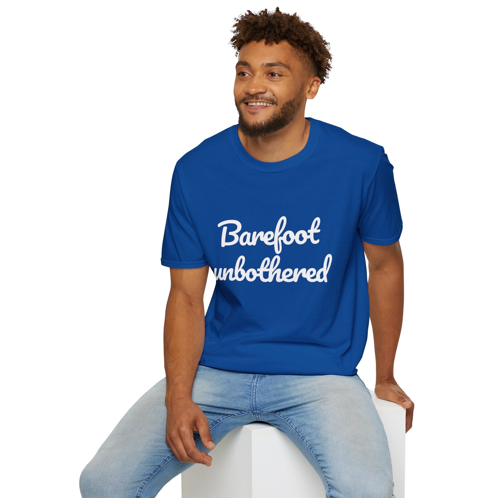 Summer Theme Minimalist Typography T-Shirt, Barefoot Unbothered Tee