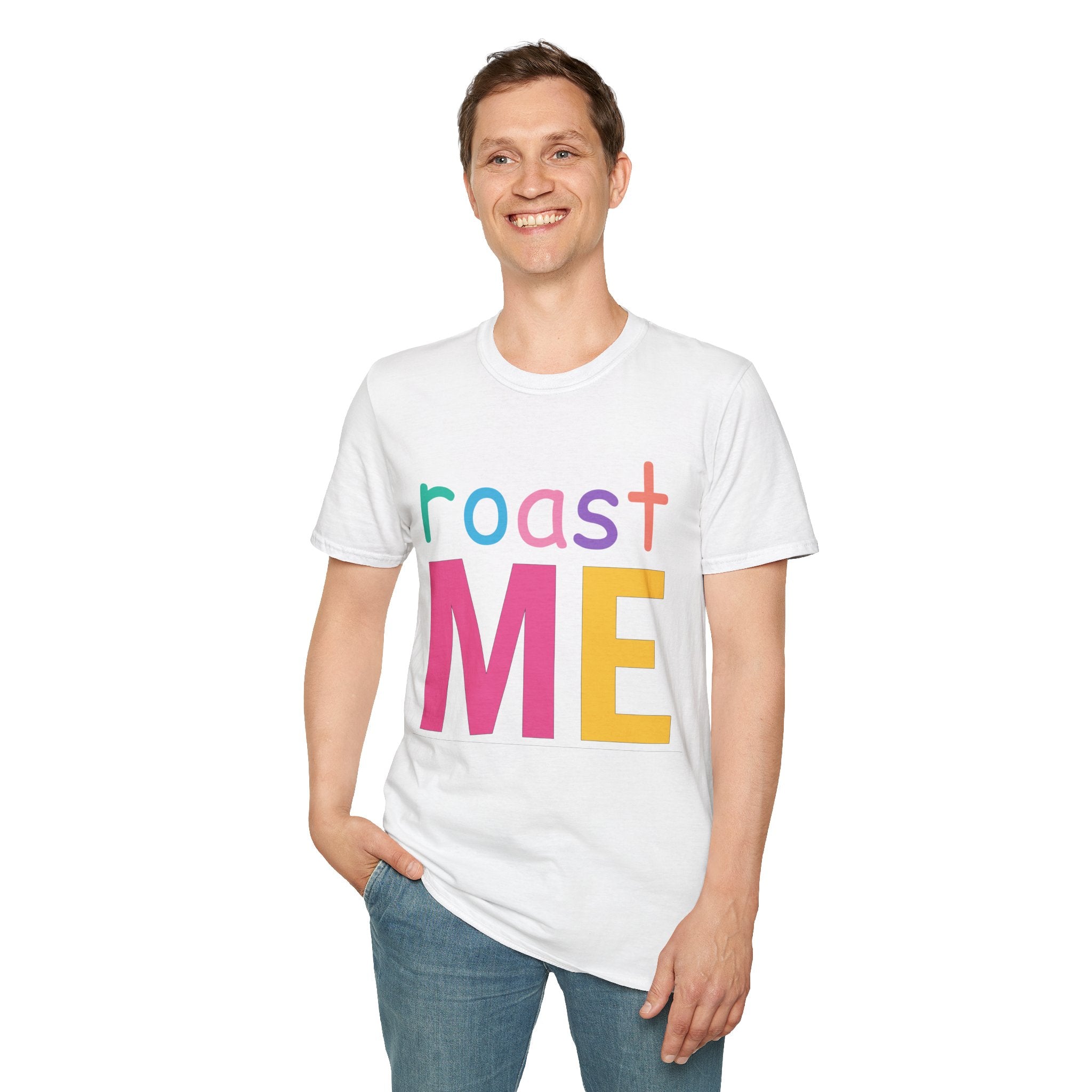 Colorful Theme Typography T-Shirt, Roast Me Graphic Tee
