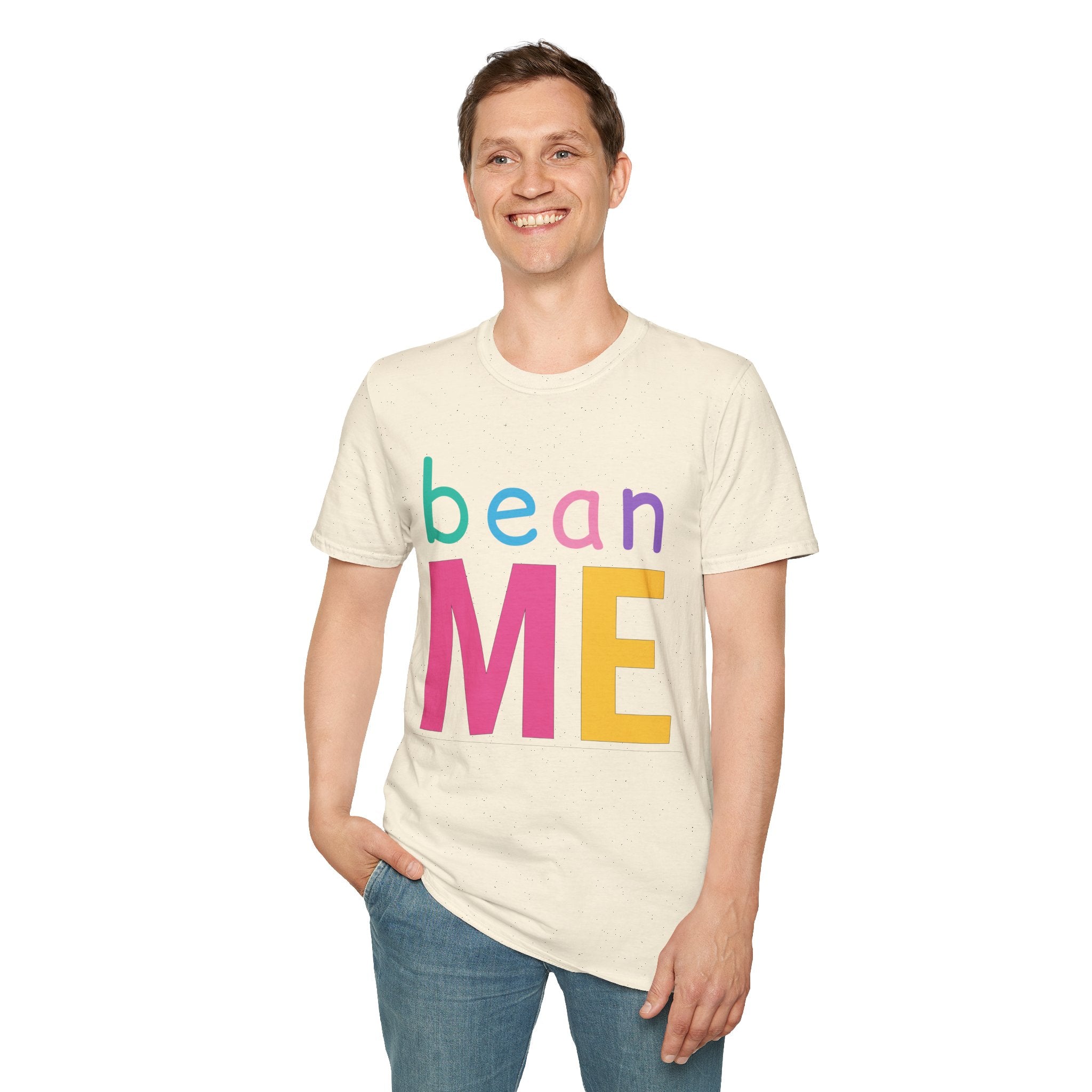 Colorful Theme Typography T-Shirt, Bean Me Colorful Playful Graphic Tee
