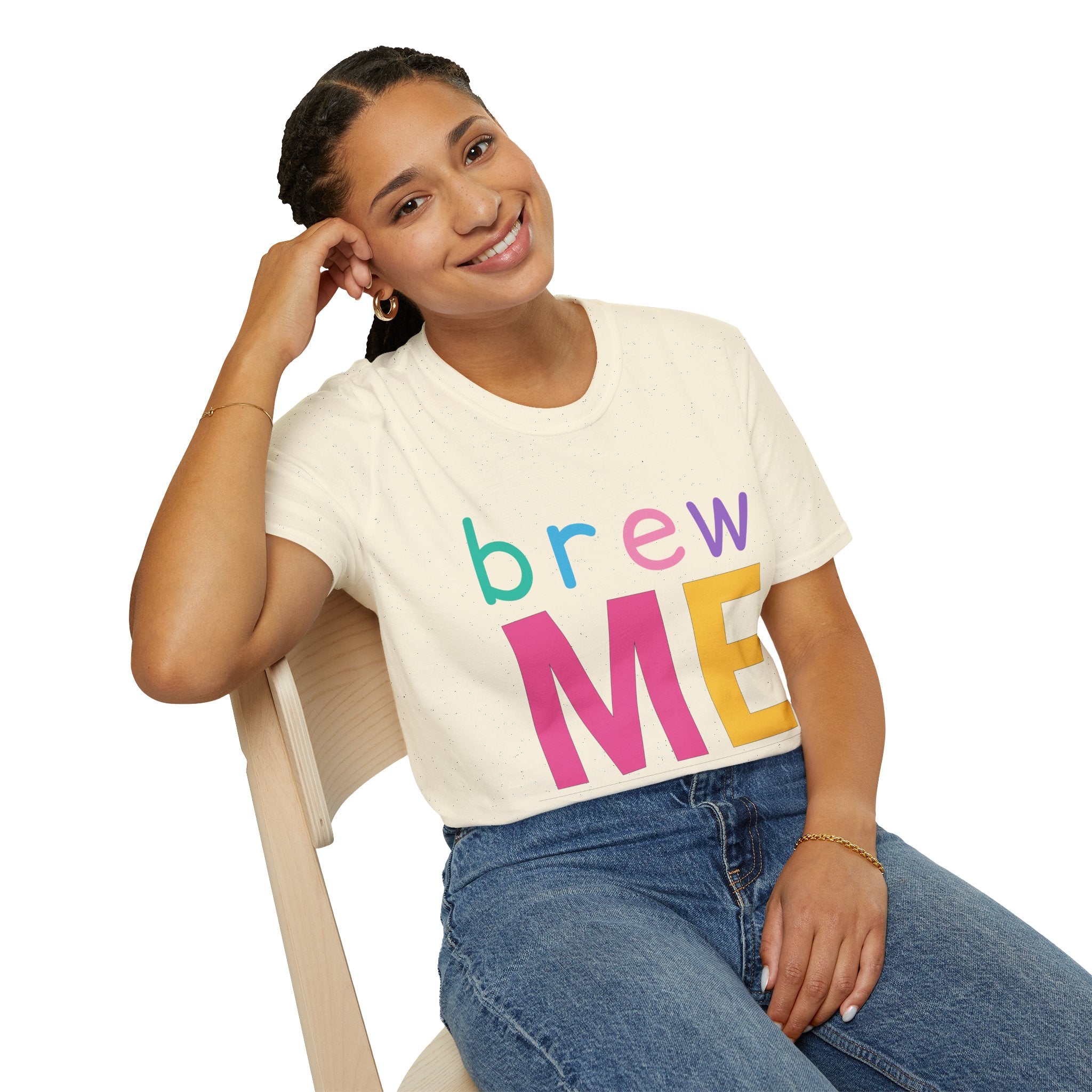 Colorful Theme Typography T-Shirt, Brew Me Colorful Graphic Tee
