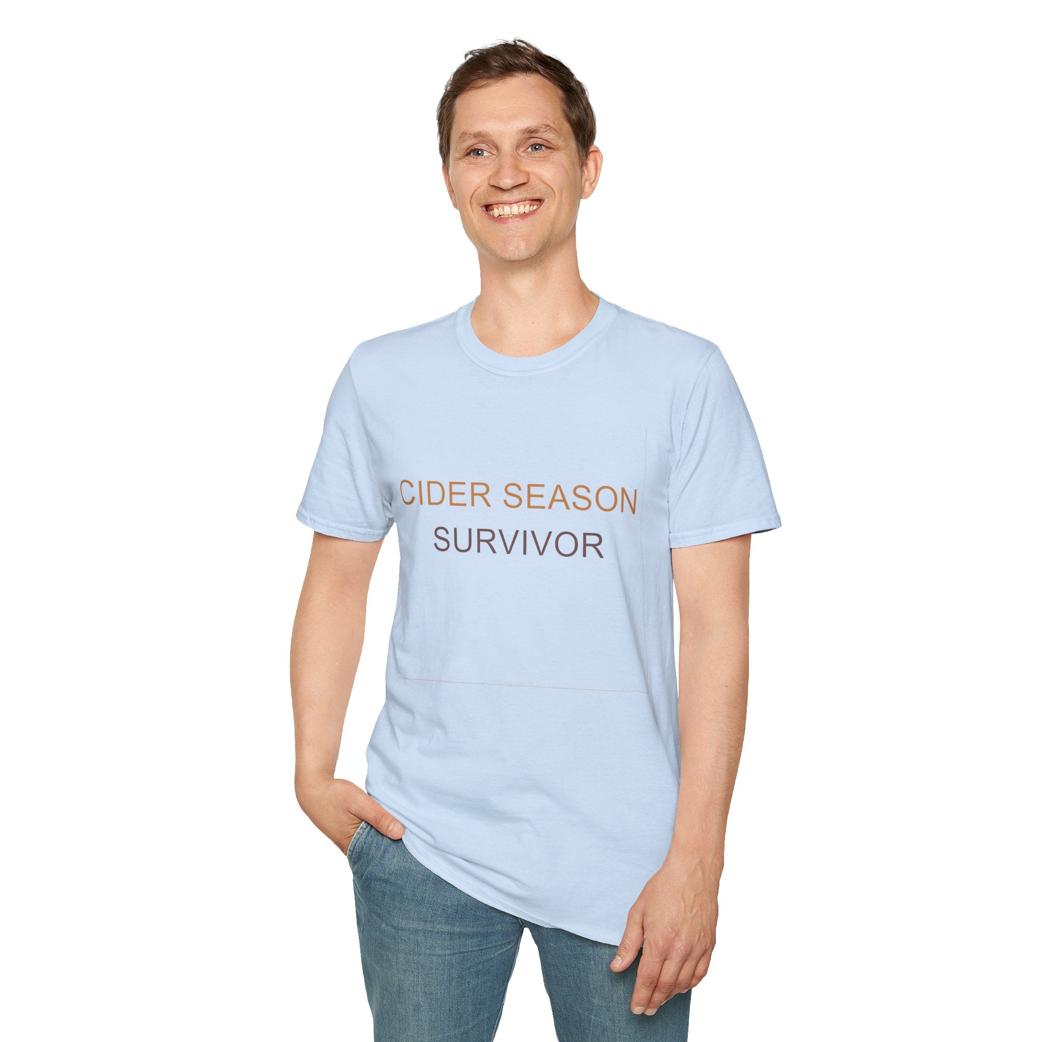 Fall Theme Minimalist Typography T-Shirt, Cider Season Survivor Graphic Tee