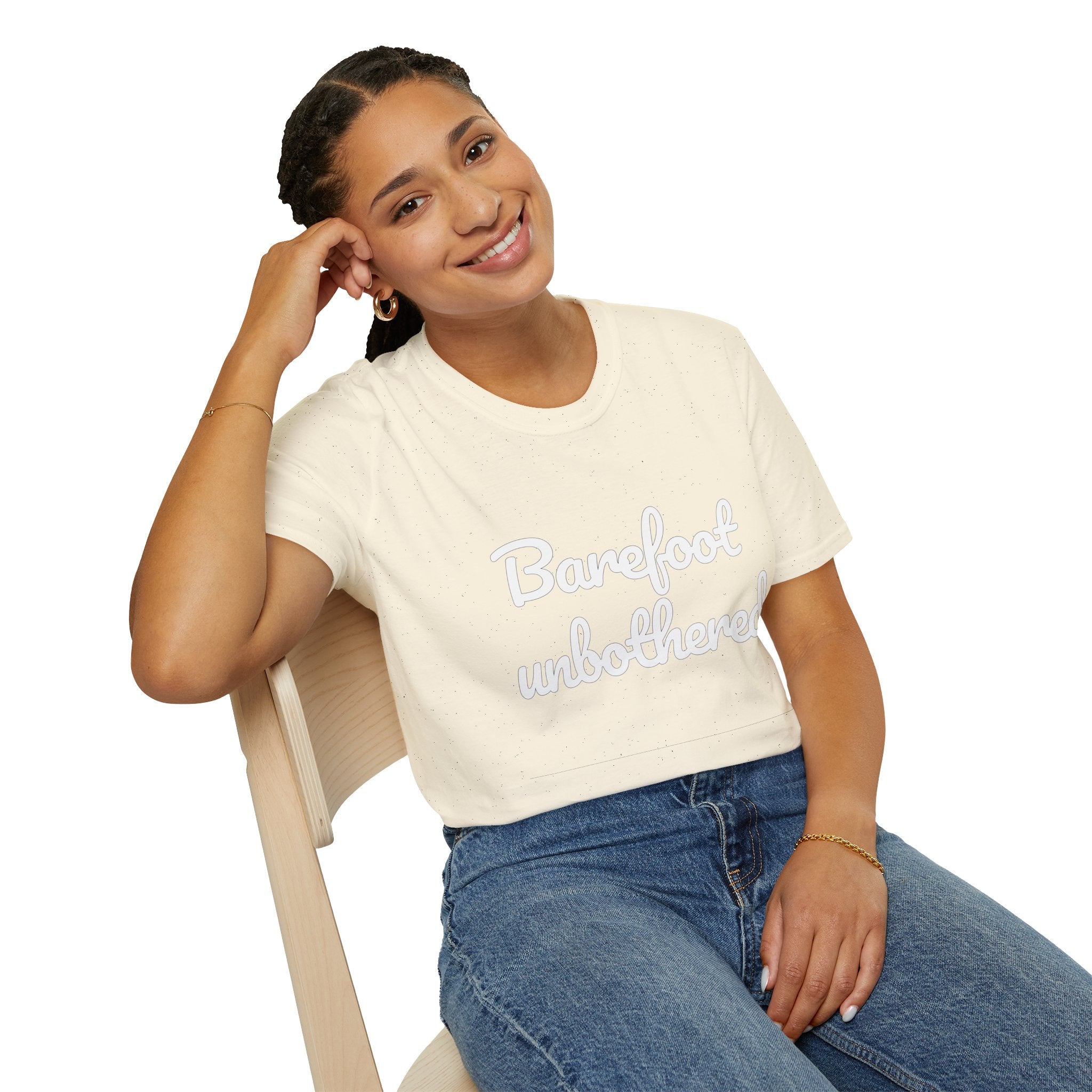 Summer Theme Minimalist Typography T-Shirt, Barefoot Unbothered Tee