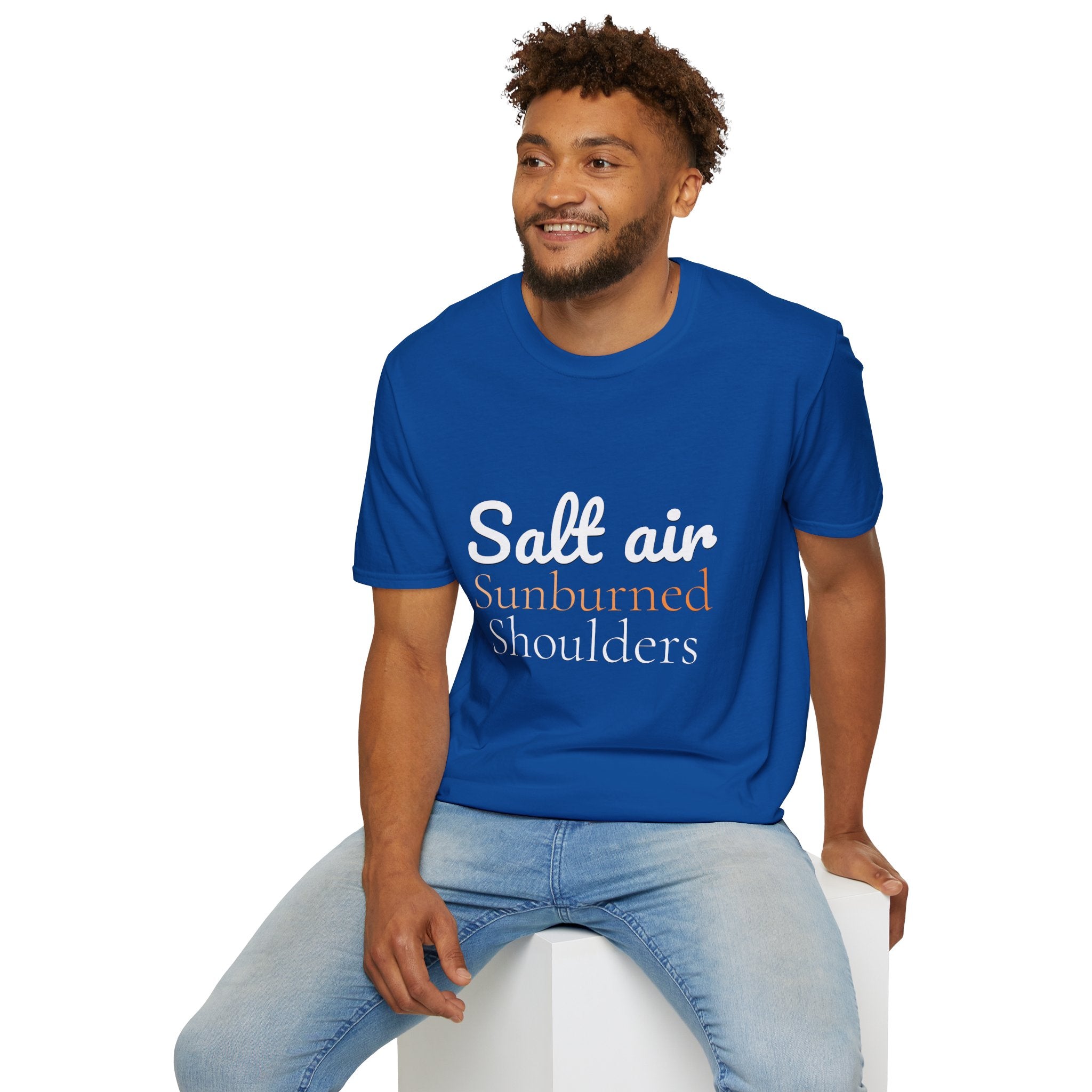 Summer Theme, Beach Quote Typography T-Shirt, Salt Air Sunburned Shoulders Tee