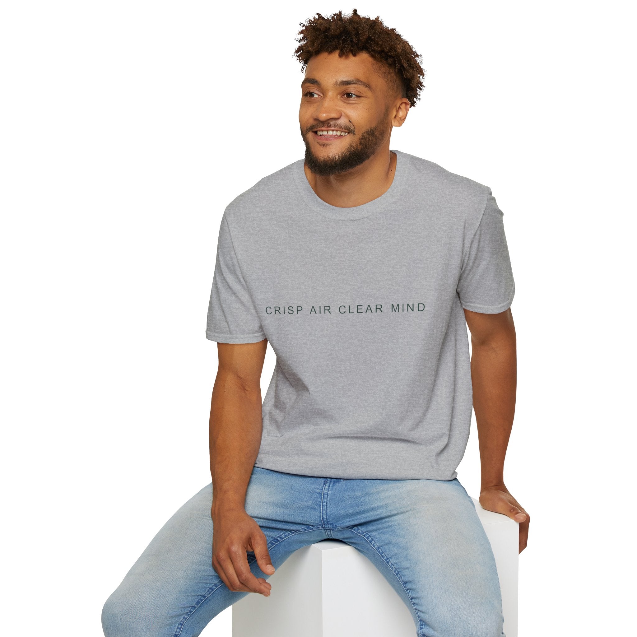 Fall Theme Minimalist Typography T-Shirt, Crisp Air Clear Mind Graphic Tee