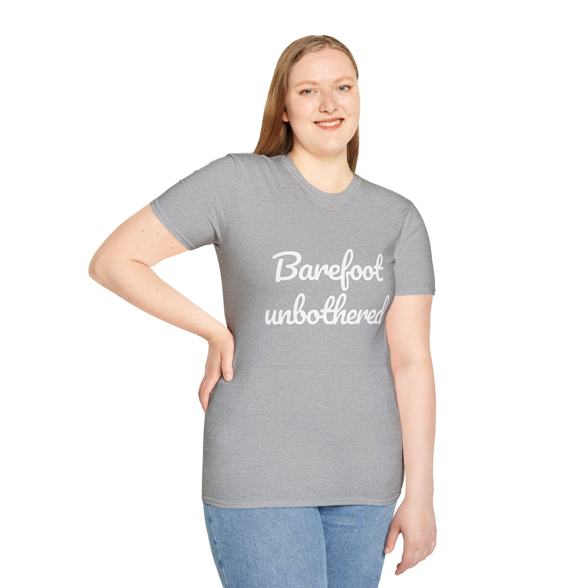 Summer Theme Minimalist Typography T-Shirt, Barefoot Unbothered Tee
