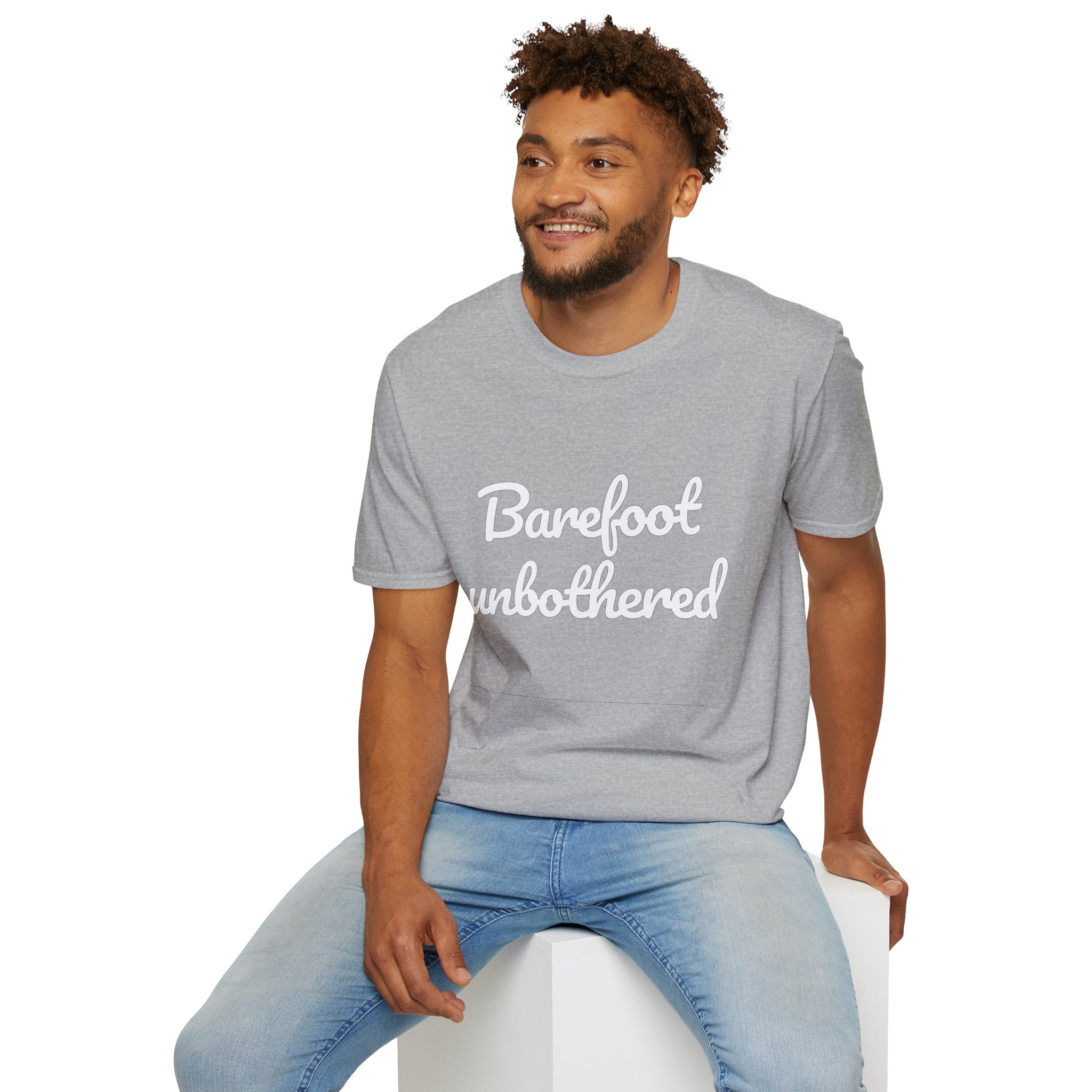 Summer Theme Minimalist Typography T-Shirt, Barefoot Unbothered Tee