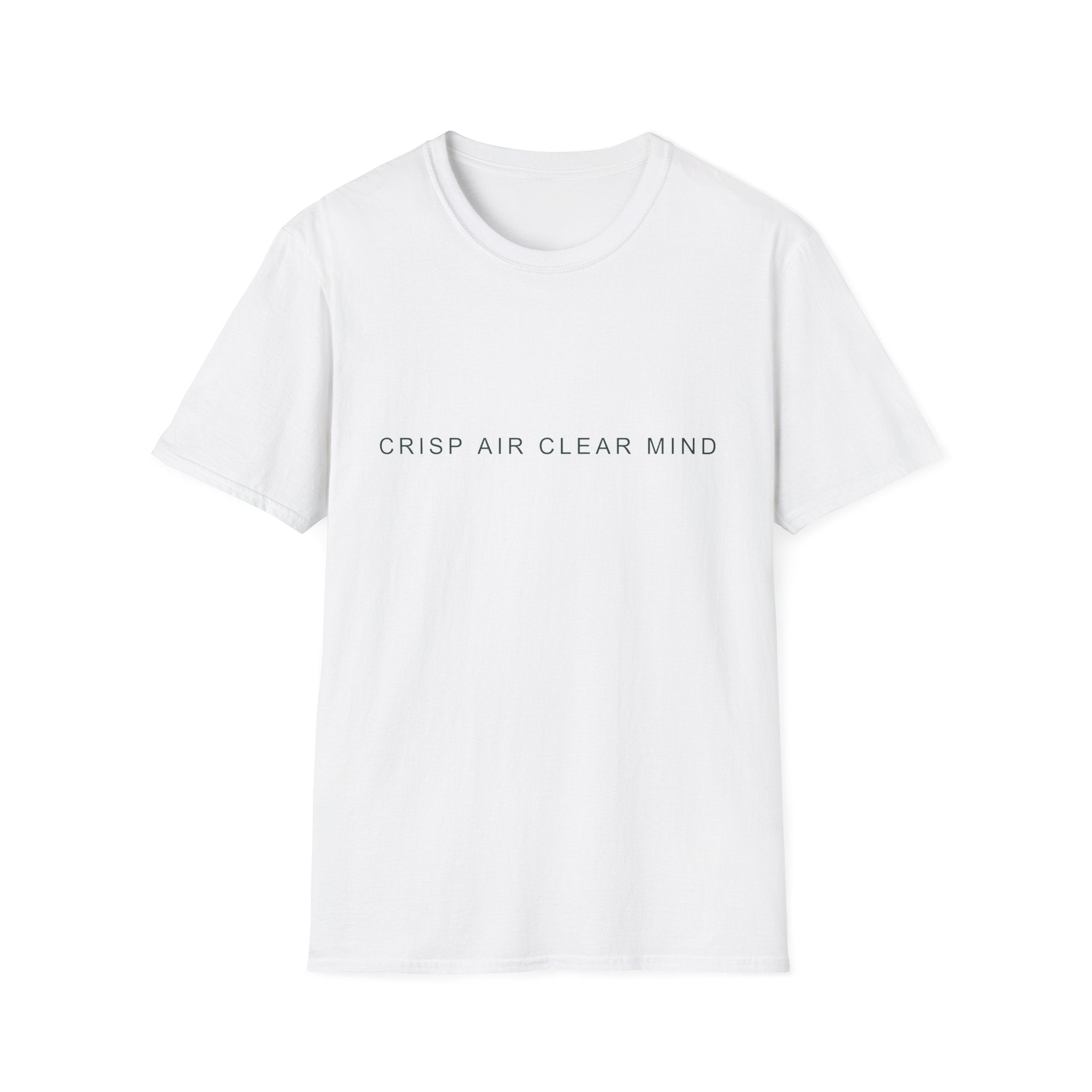 Fall Theme Minimalist Typography T-Shirt, Crisp Air Clear Mind Graphic Tee