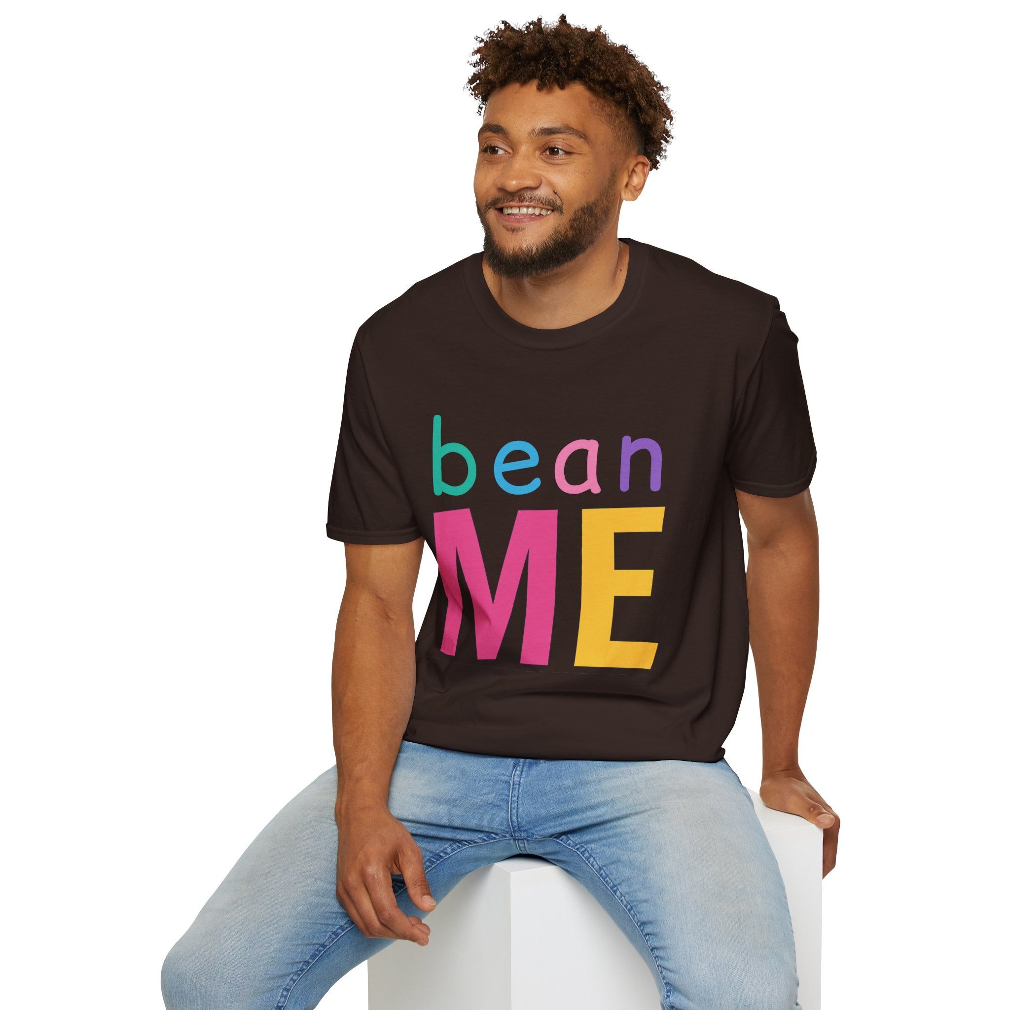 Colorful Theme Typography T-Shirt, Bean Me Colorful Playful Graphic Tee