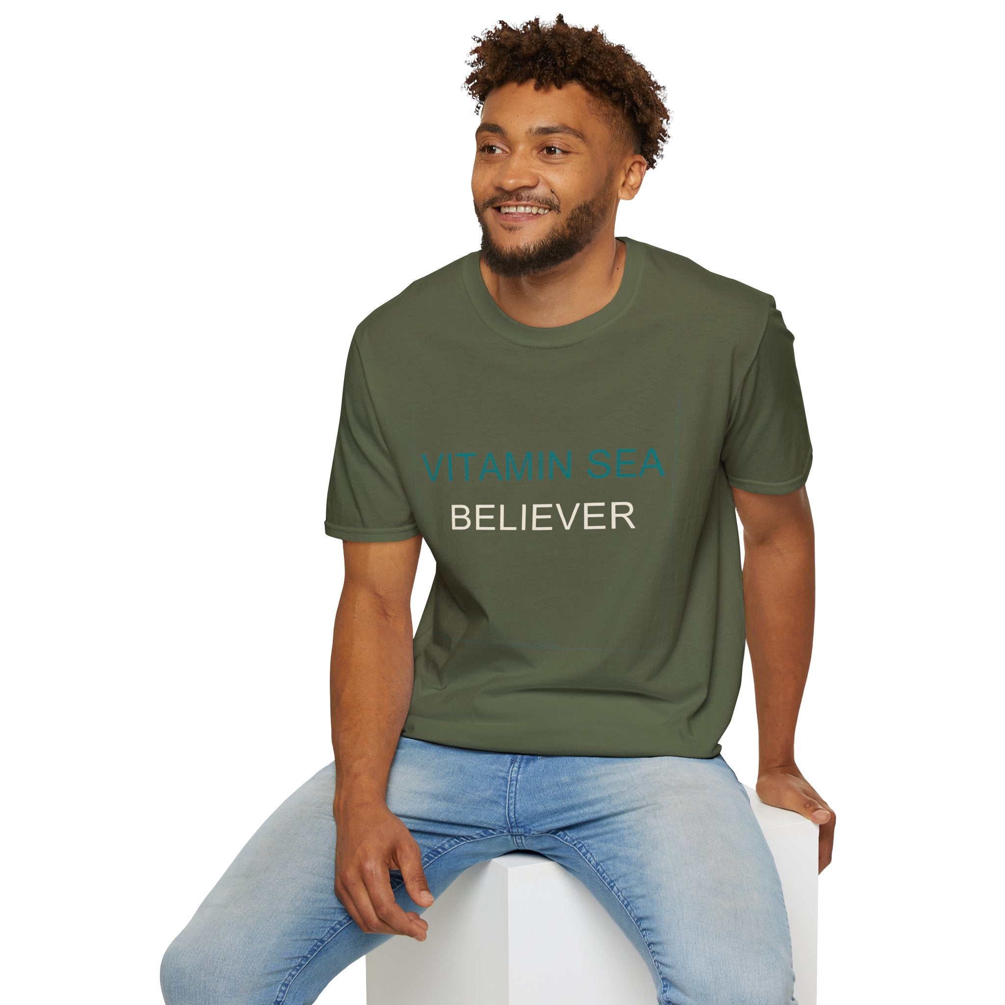 Summer Theme Minimalist Typography T-Shirt, Vitamin Sea Believer Tee