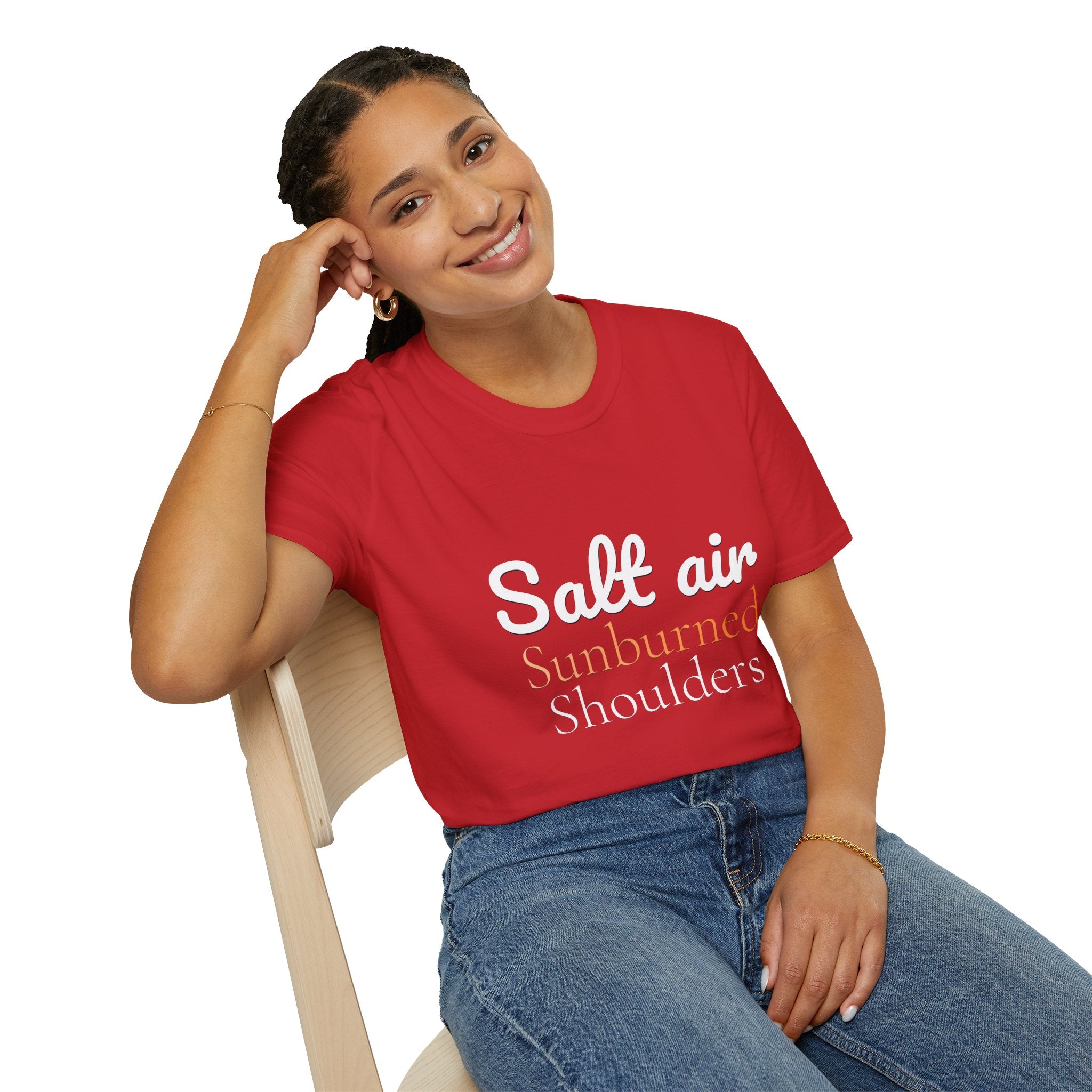 Summer Theme, Beach Quote Typography T-Shirt, Salt Air Sunburned Shoulders Tee