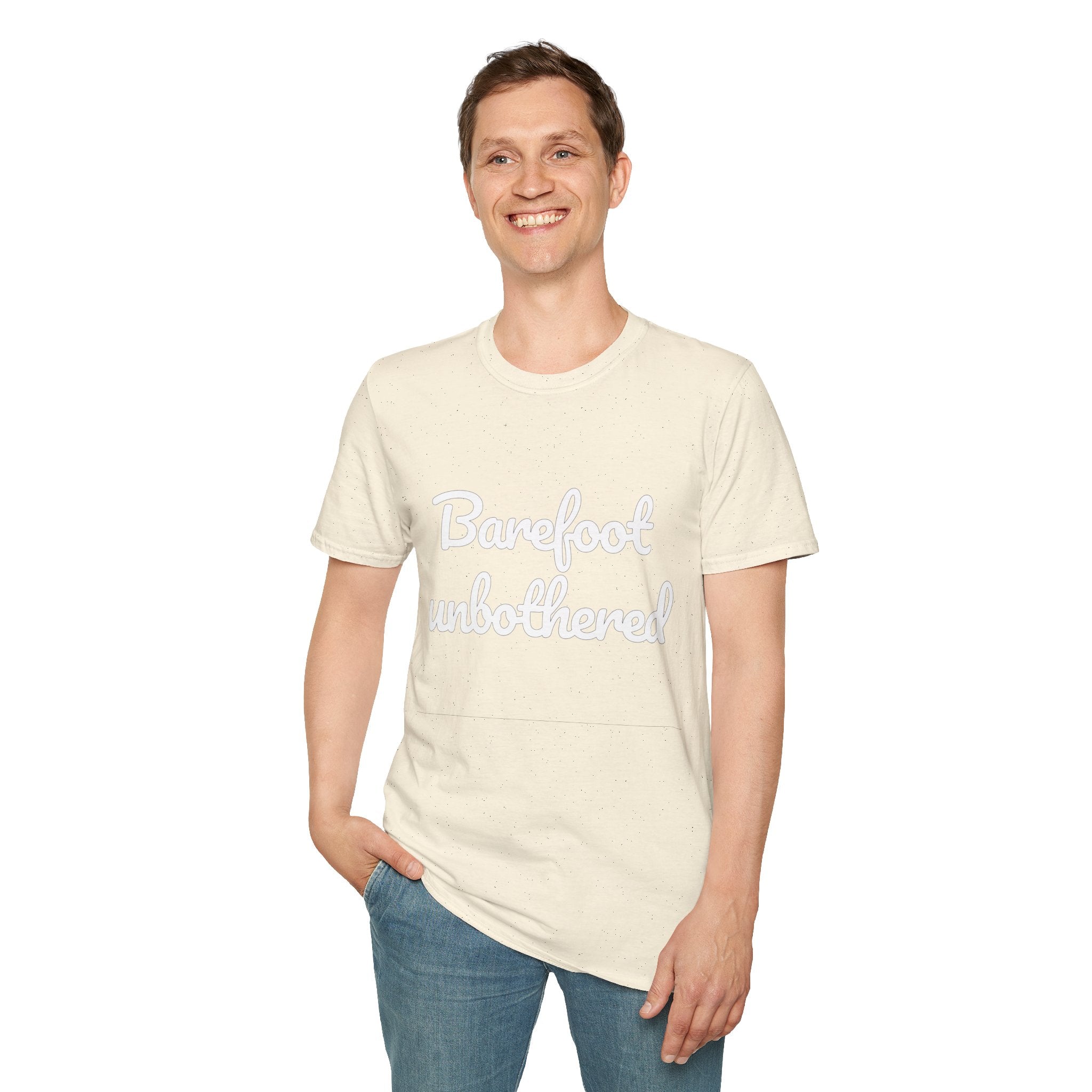 Summer Theme Minimalist Typography T-Shirt, Barefoot Unbothered Tee