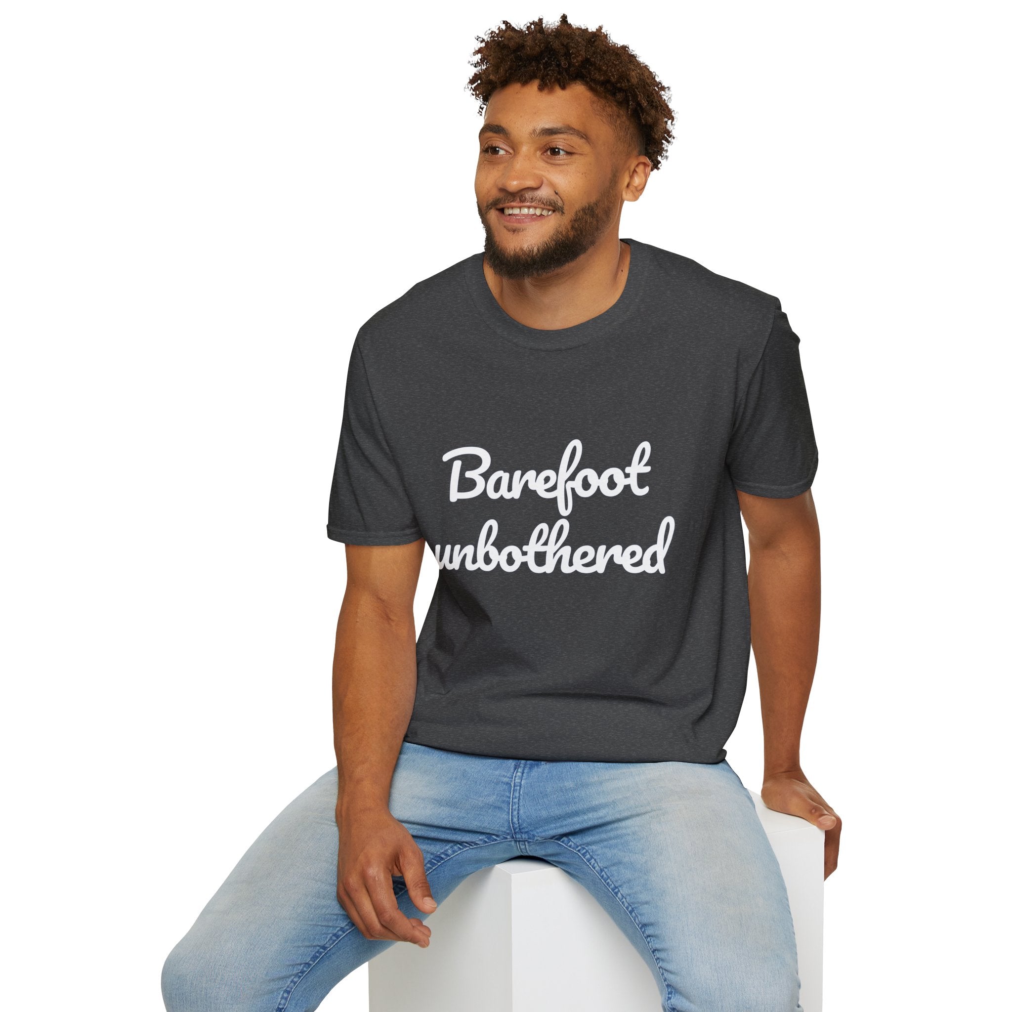 Summer Theme Minimalist Typography T-Shirt, Barefoot Unbothered Tee