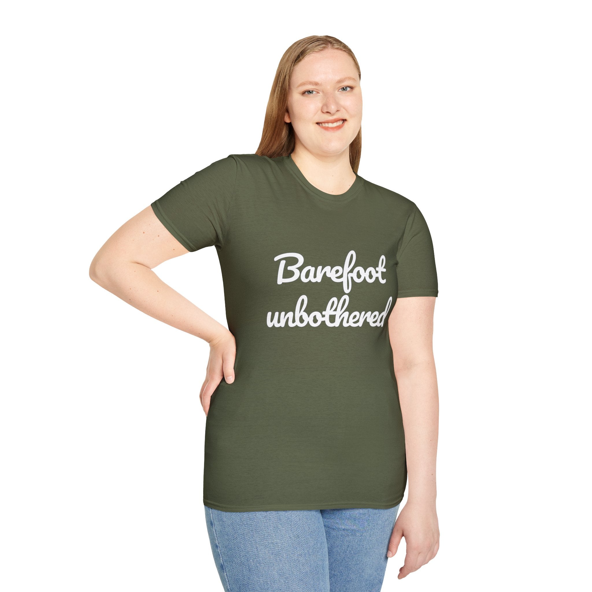 Summer Theme Minimalist Typography T-Shirt, Barefoot Unbothered Tee