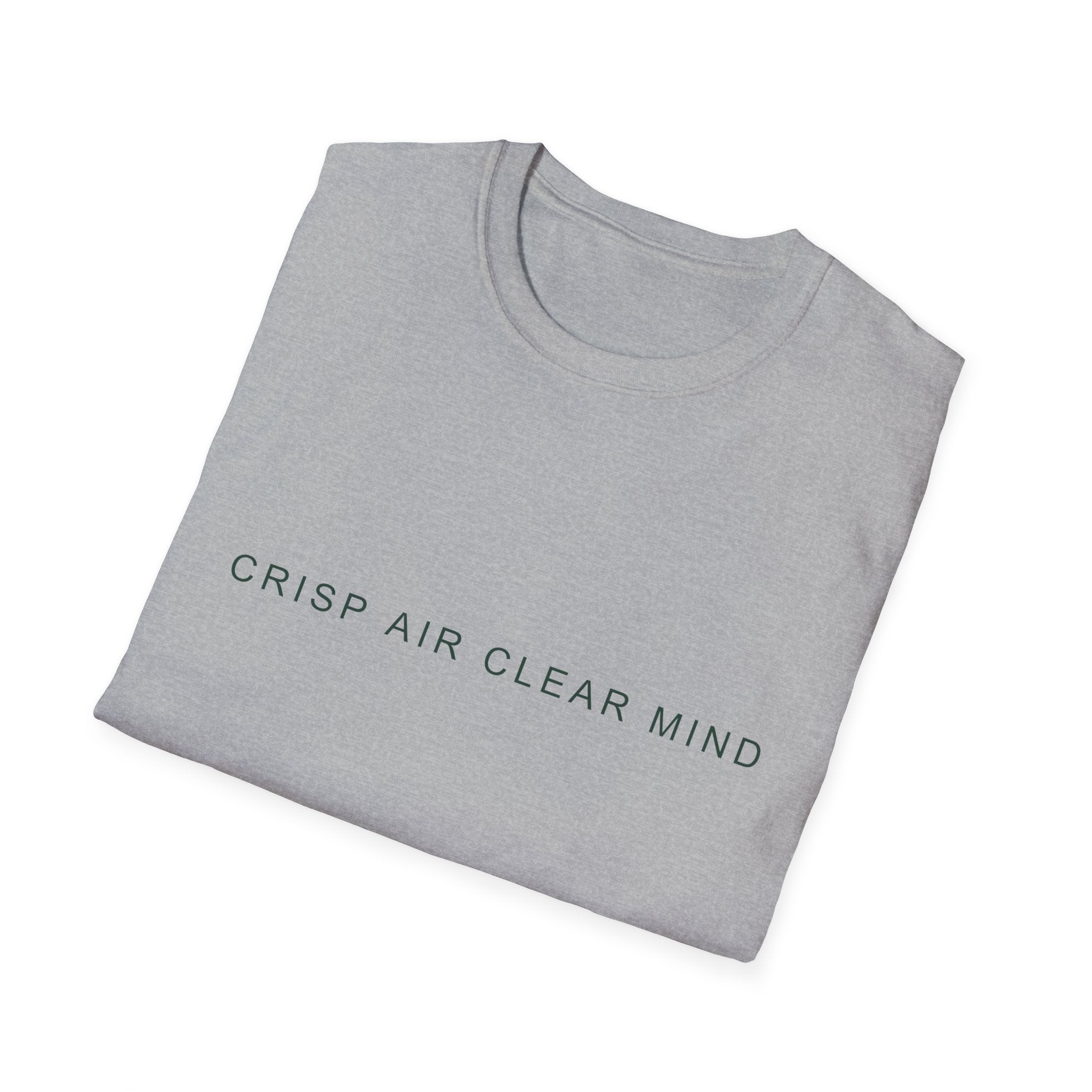 Fall Theme Minimalist Typography T-Shirt, Crisp Air Clear Mind Graphic Tee