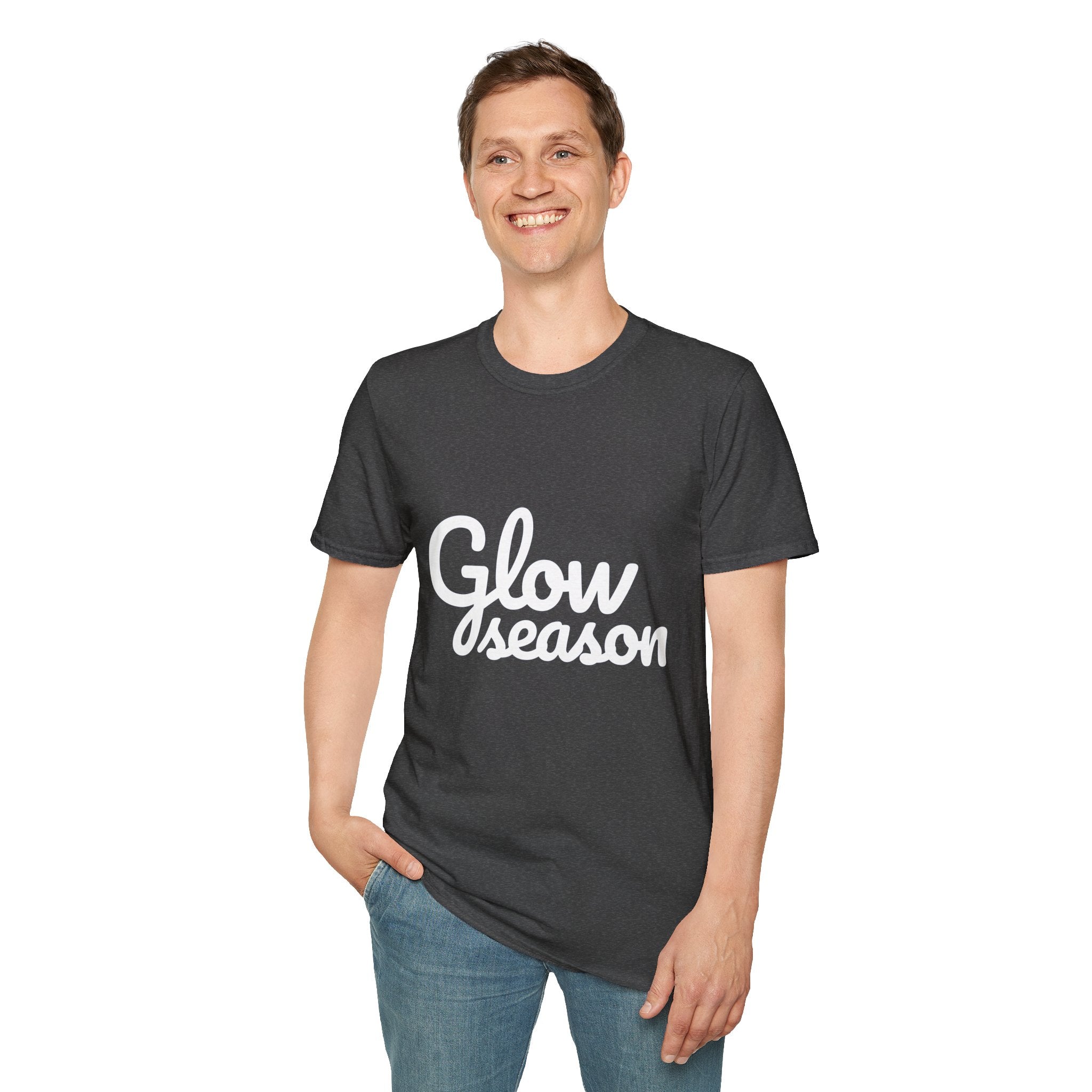 Summer Theme Minimalist Typography T-Shirt, Glow Season Script Tee