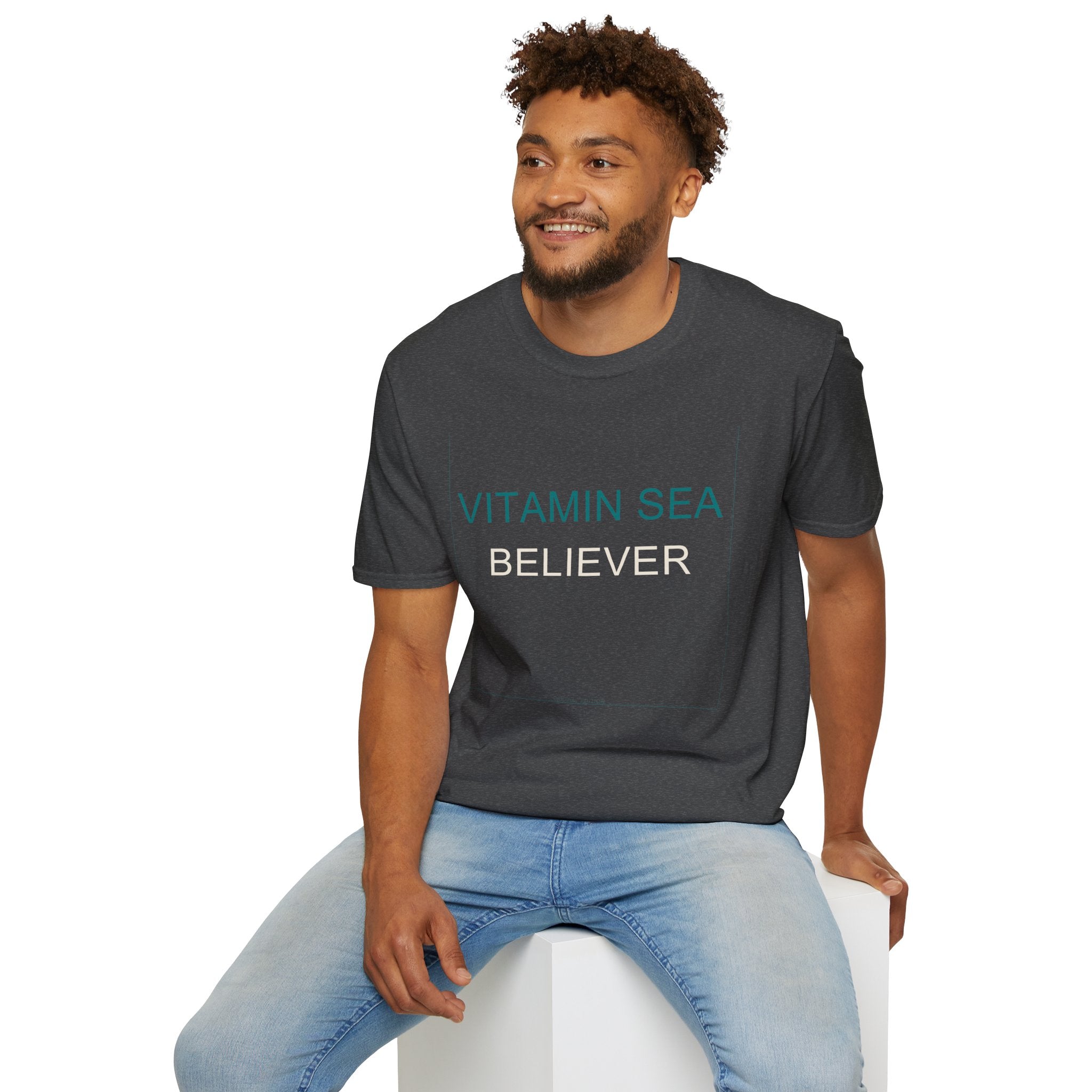 Summer Theme Minimalist Typography T-Shirt, Vitamin Sea Believer Tee