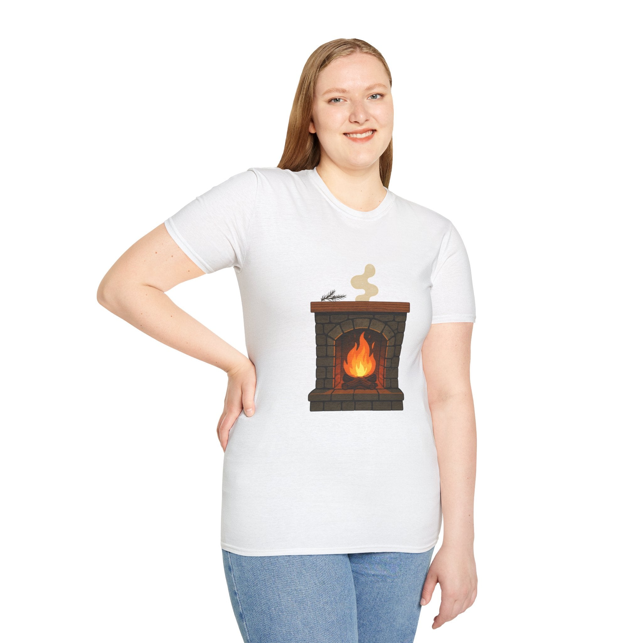 Cozy Fireplace Graphic T Shirt Warm Aesthetic Relaxed Fit Tee