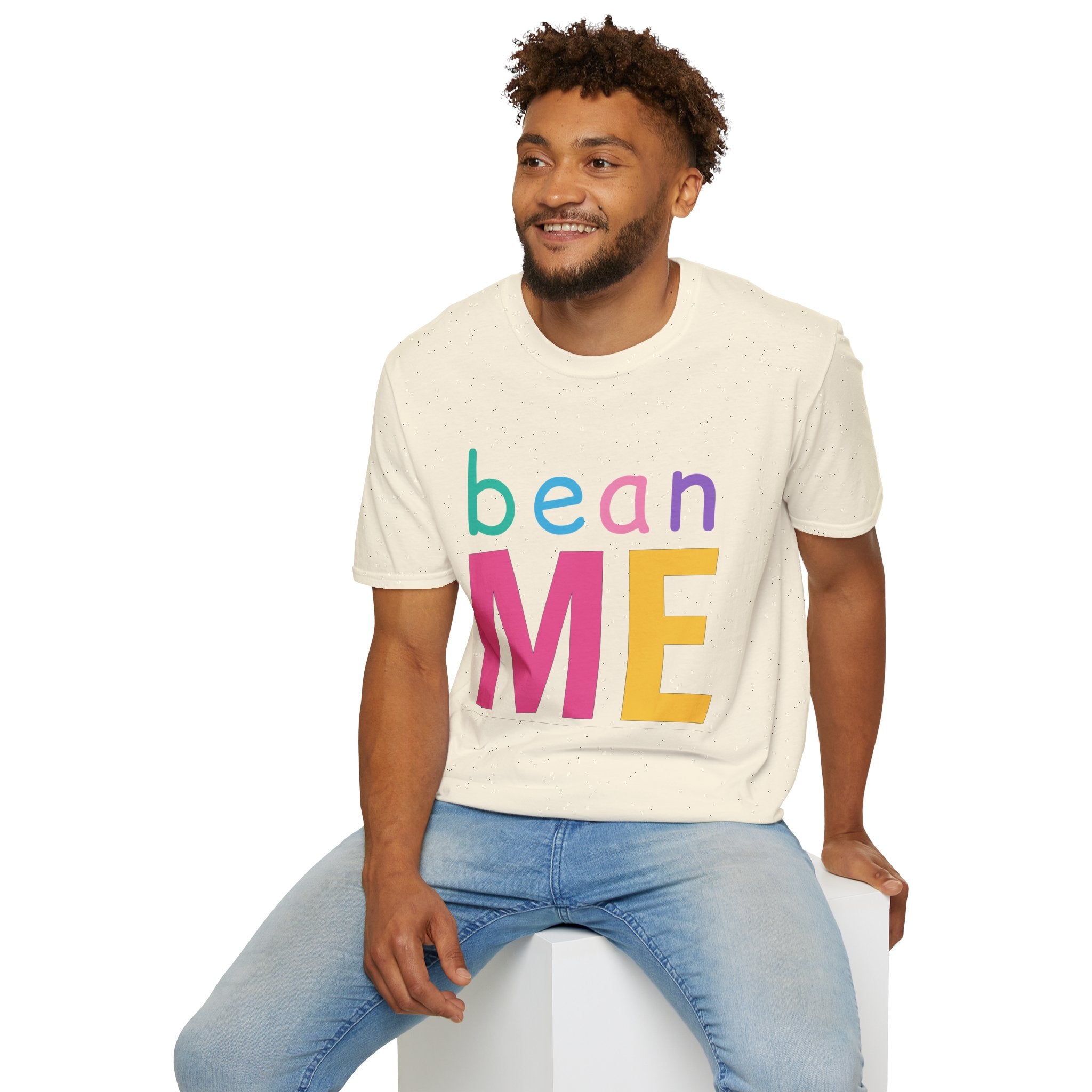 Colorful Theme Typography T-Shirt, Bean Me Colorful Playful Graphic Tee