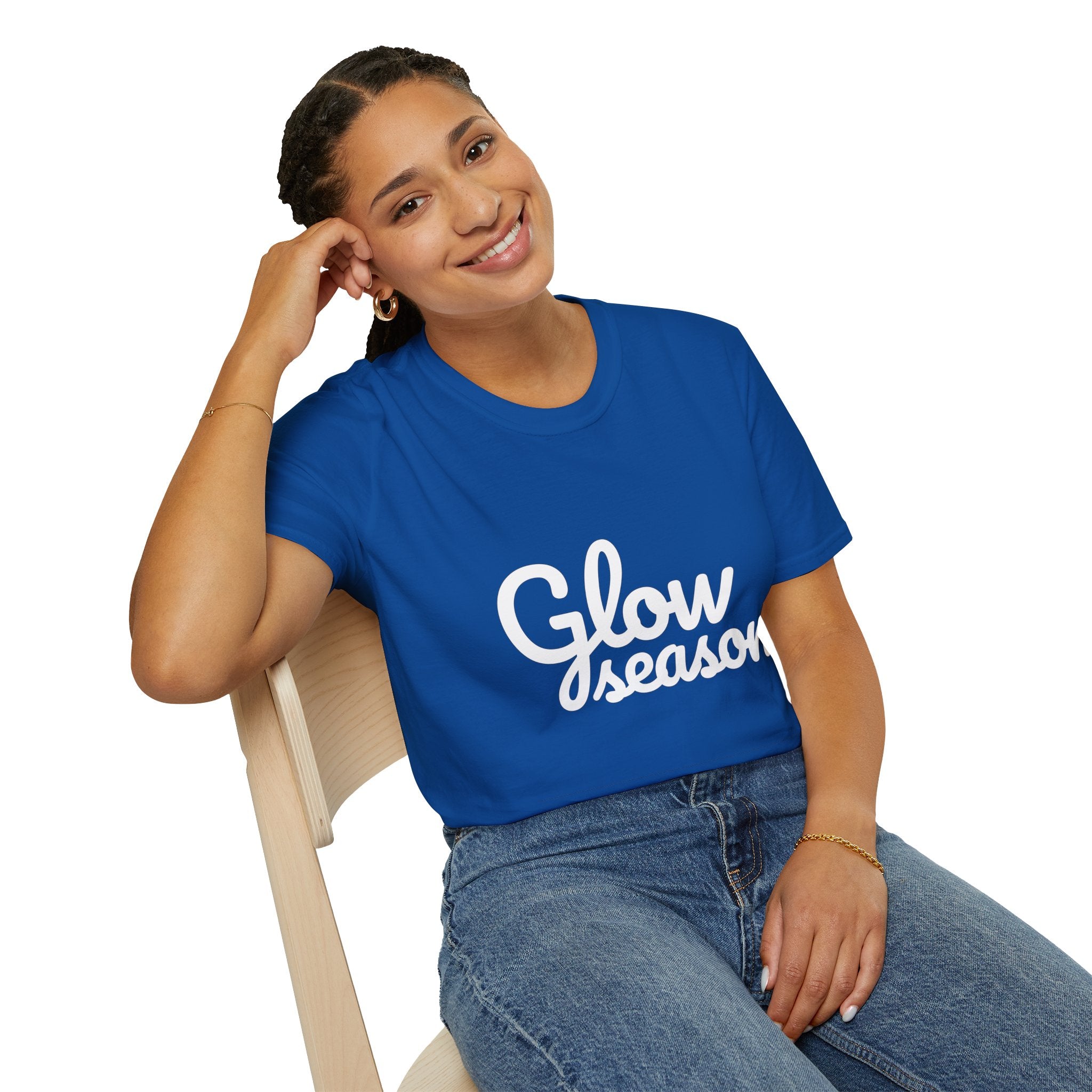 Summer Theme Minimalist Typography T-Shirt, Glow Season Script Tee