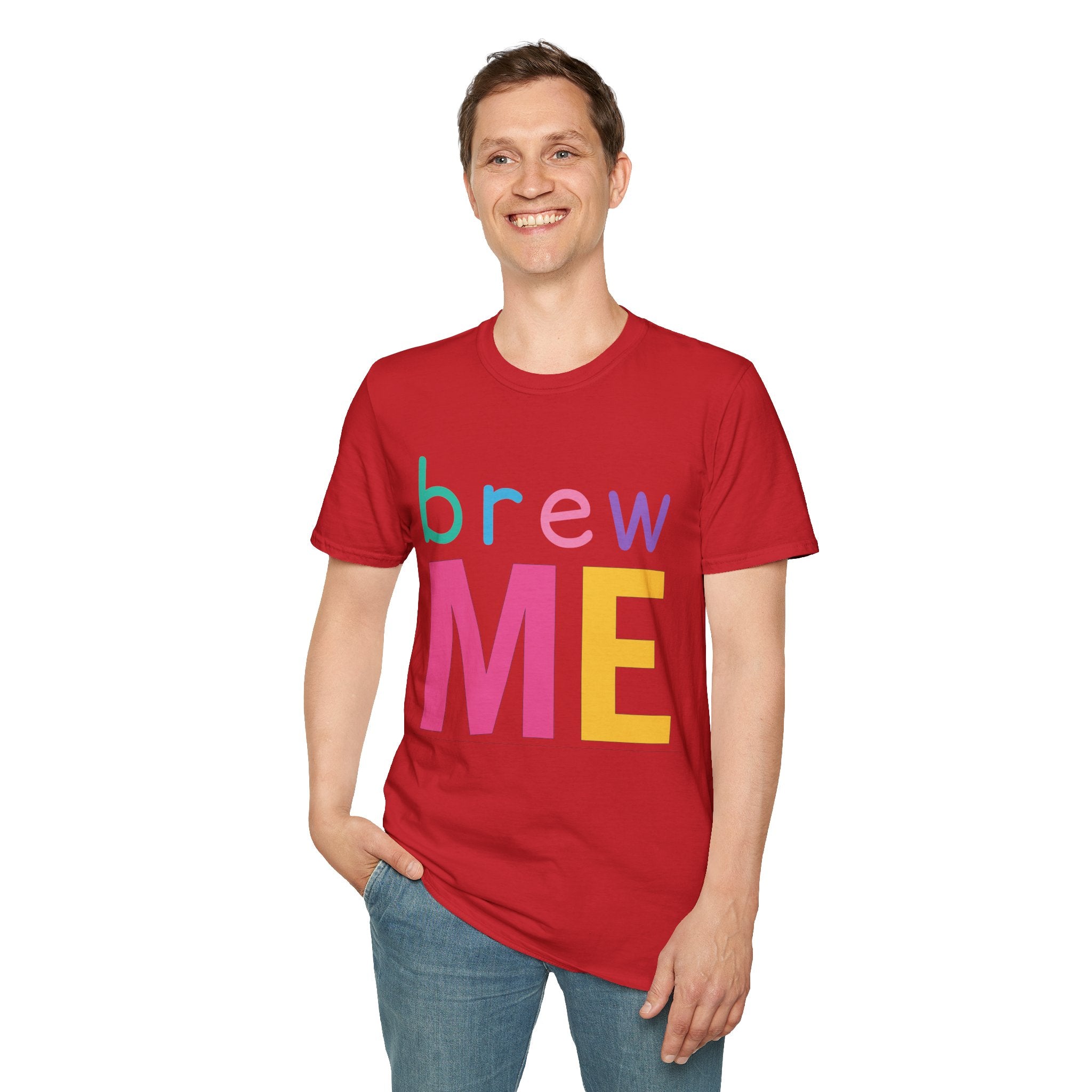 Colorful Theme Typography T-Shirt, Brew Me Colorful Graphic Tee