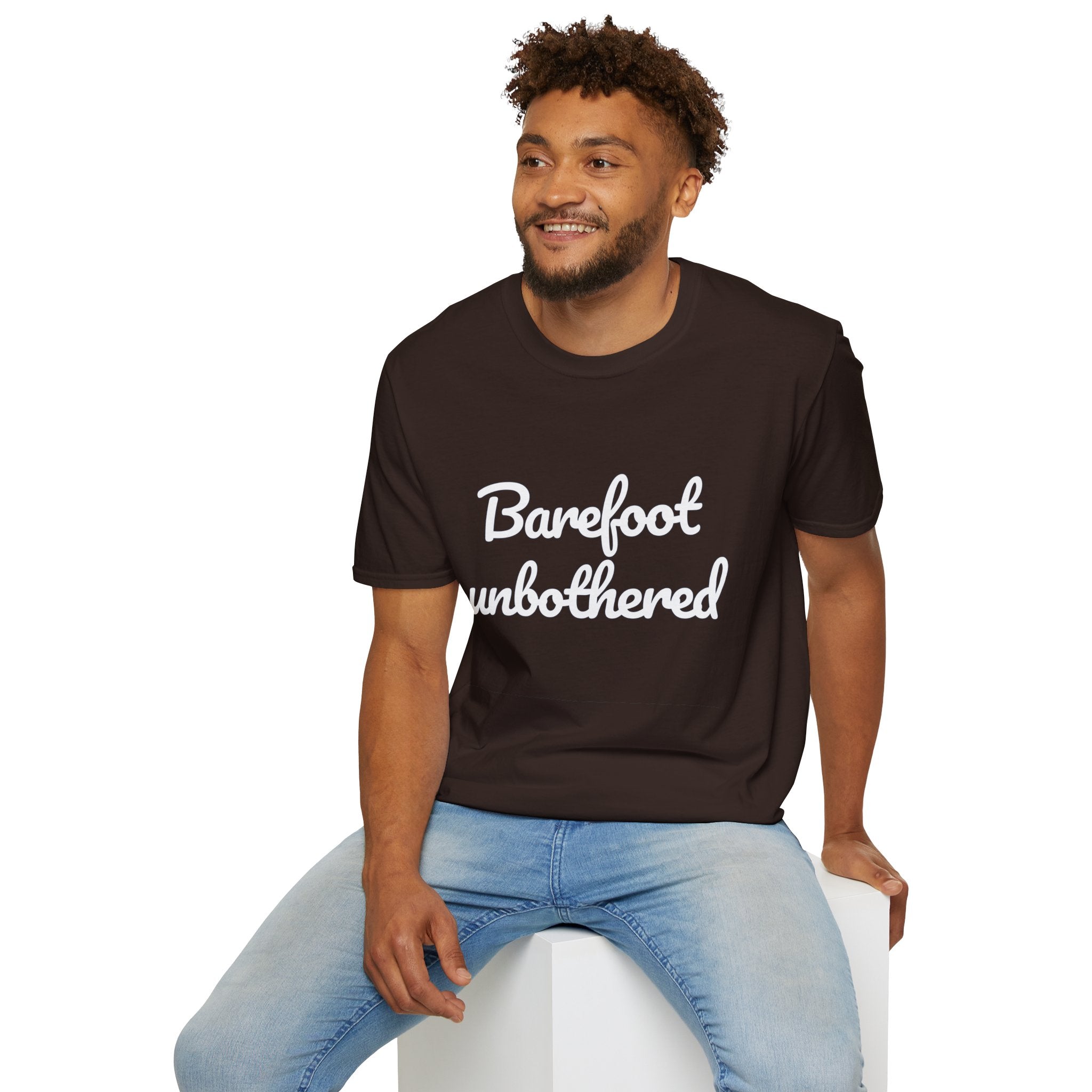 Summer Theme Minimalist Typography T-Shirt, Barefoot Unbothered Tee