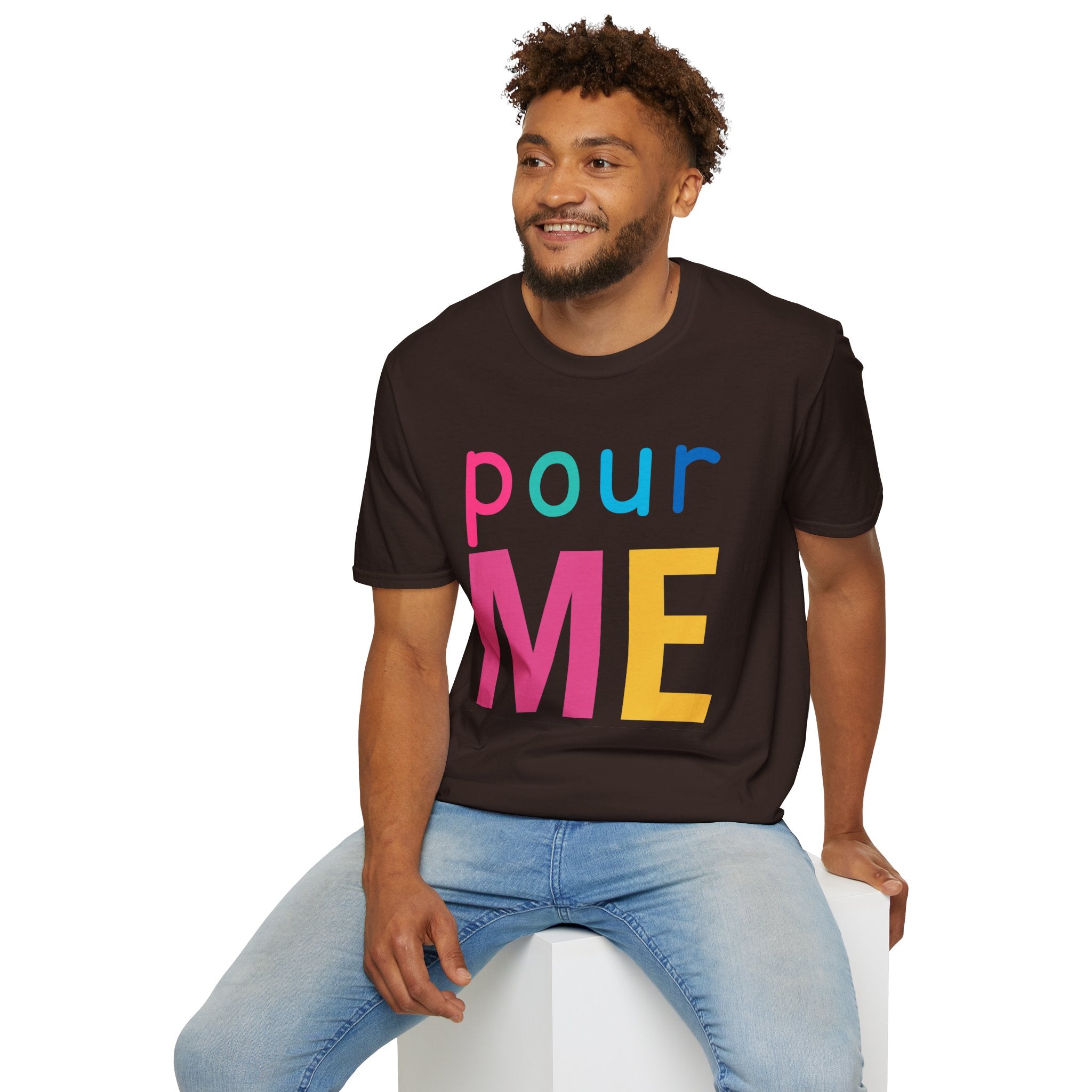 Colorful Theme Typography T-Shirt, Pour Me Graphic Tee