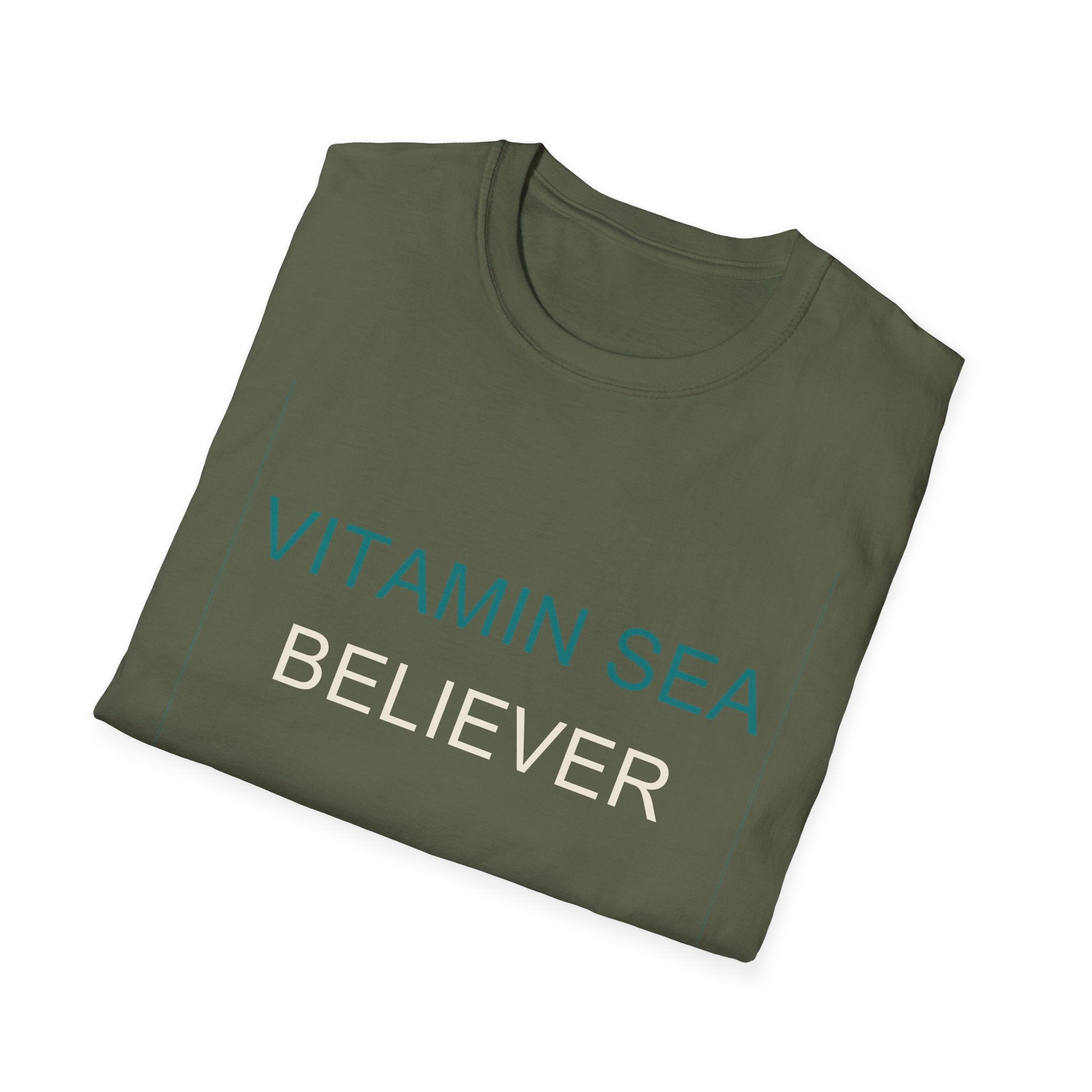 Summer Theme Minimalist Typography T-Shirt, Vitamin Sea Believer Tee