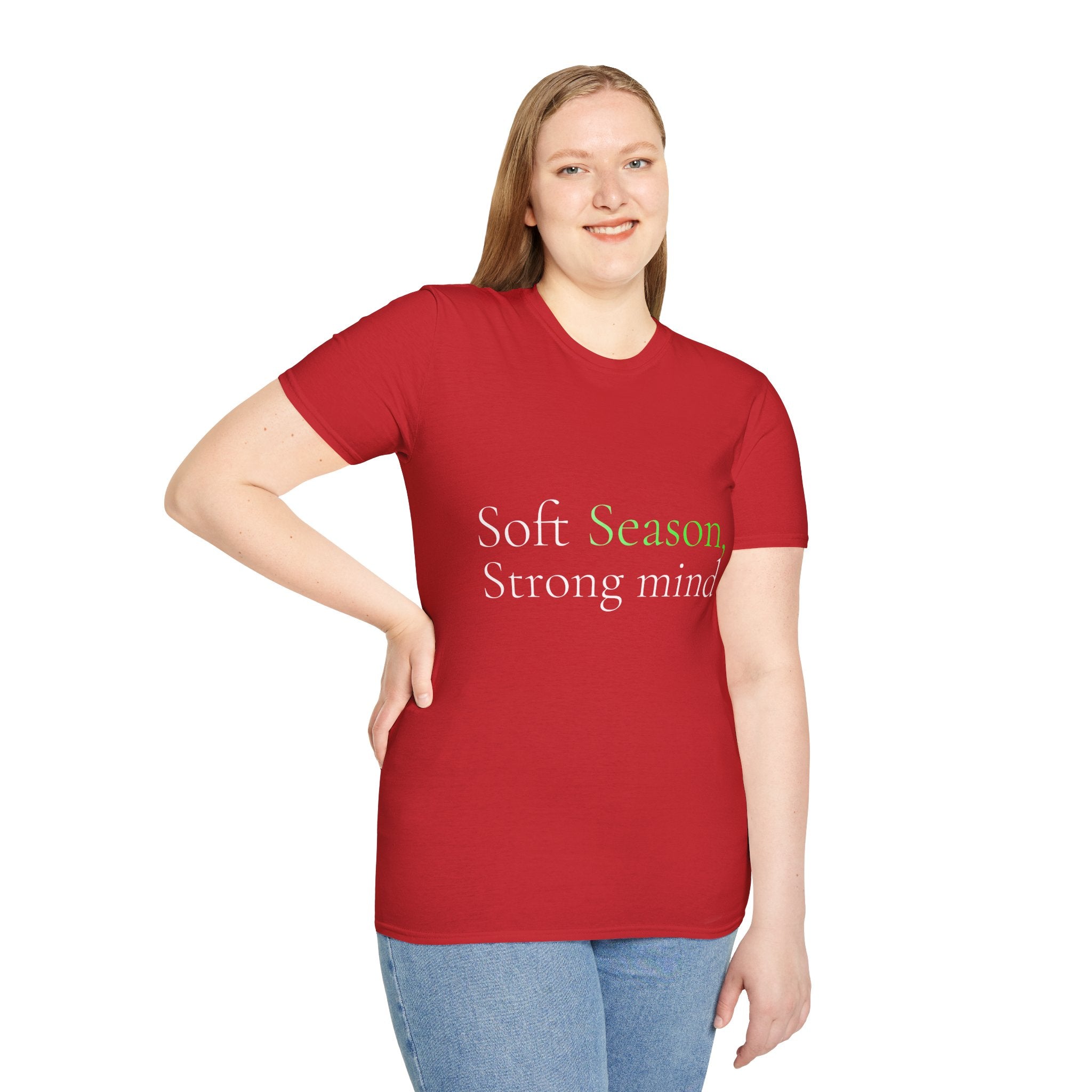 Spring Theme Typography T-Shirt, Soft Season Strong Mind Wellness Tee