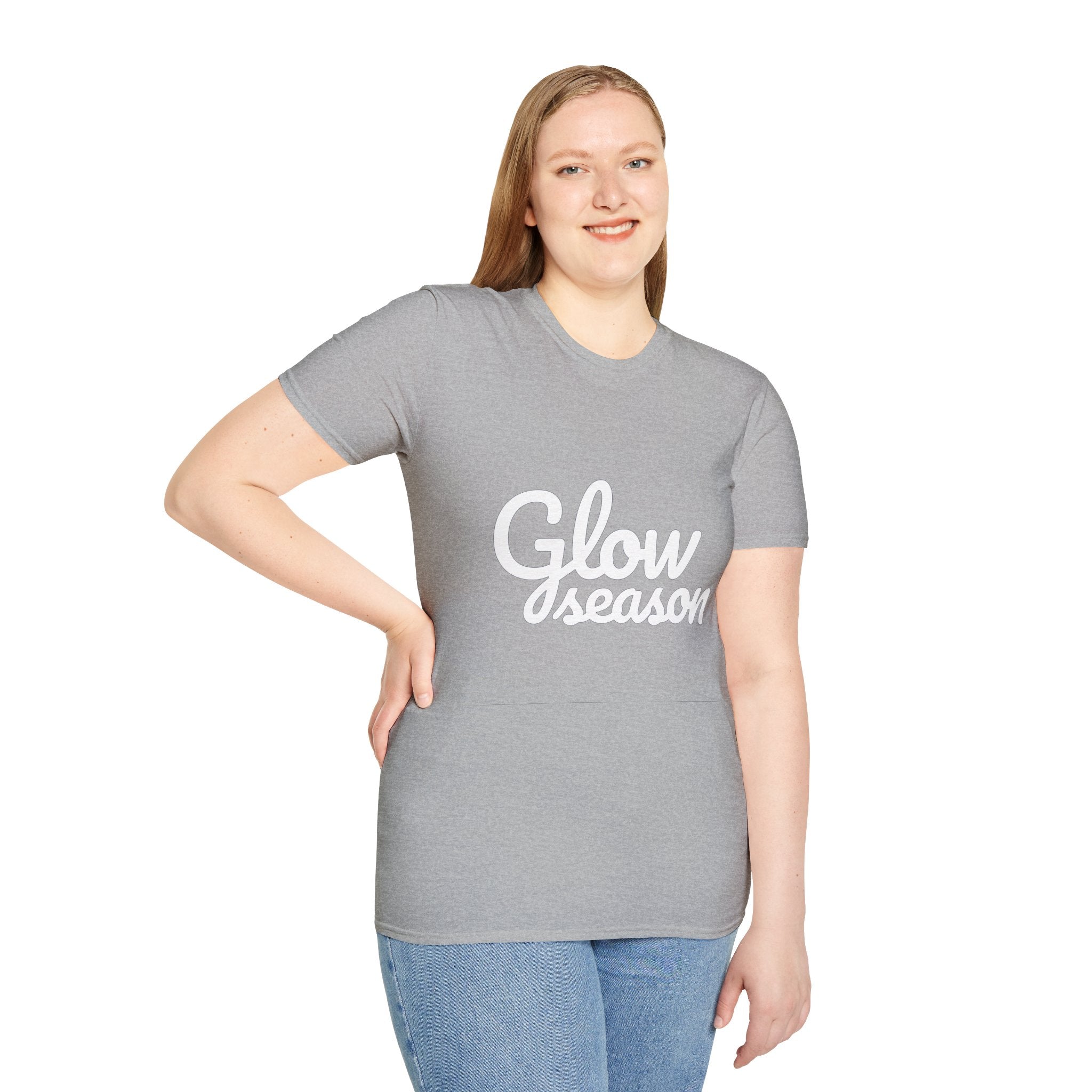 Summer Theme Minimalist Typography T-Shirt, Glow Season Script Tee