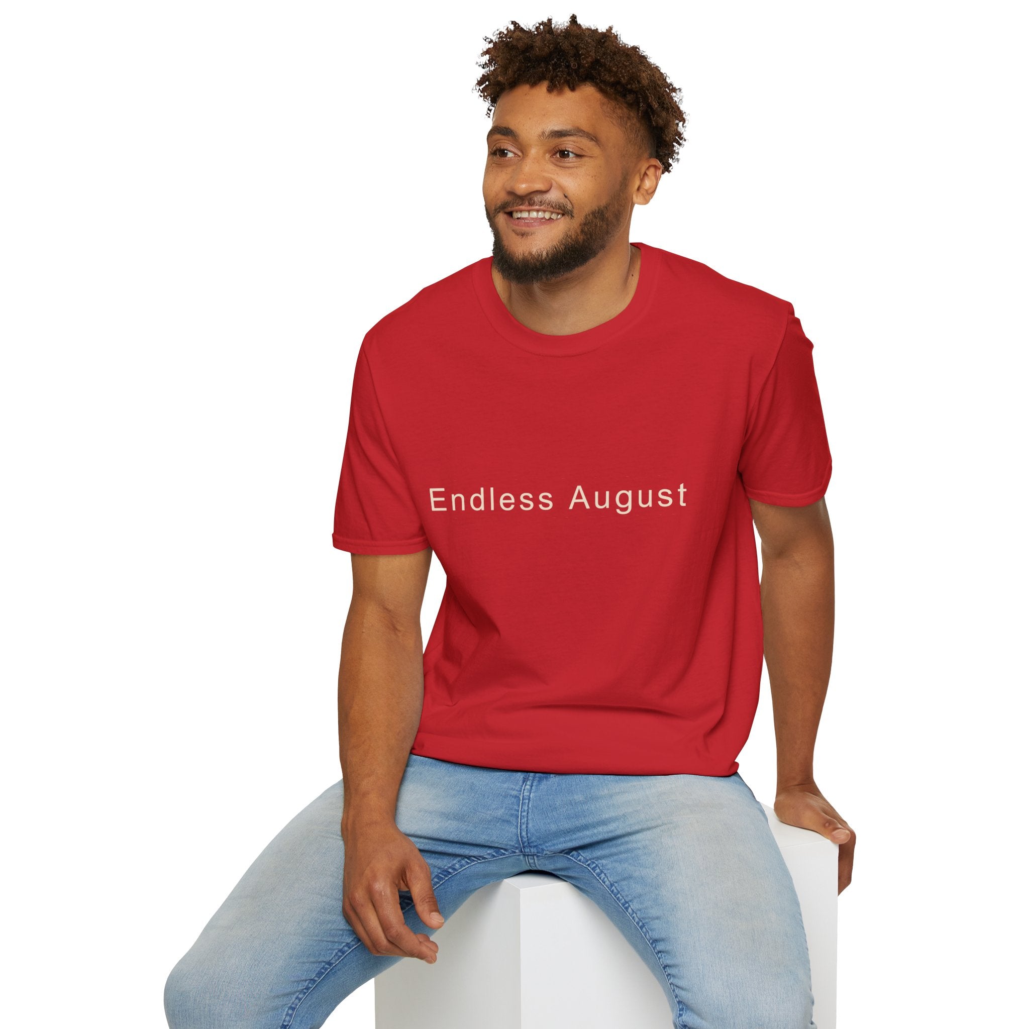 Summer Theme Minimalist Typography T-Shirt, Endless August Script Tee