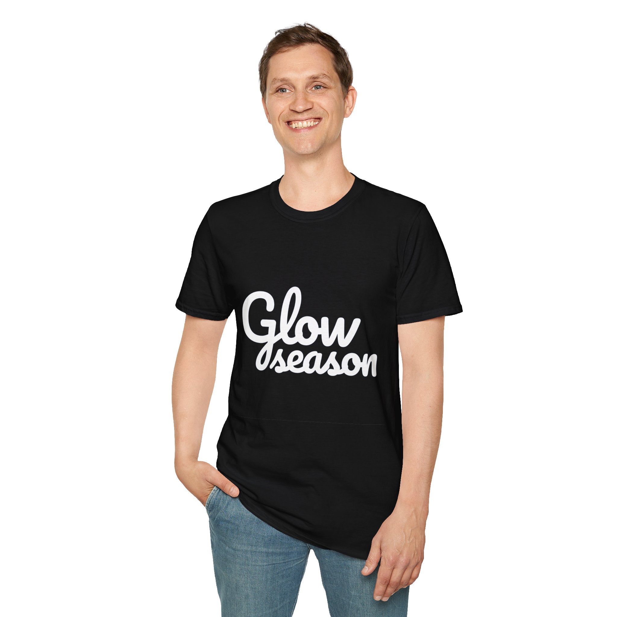 Summer Theme Minimalist Typography T-Shirt, Glow Season Script Tee