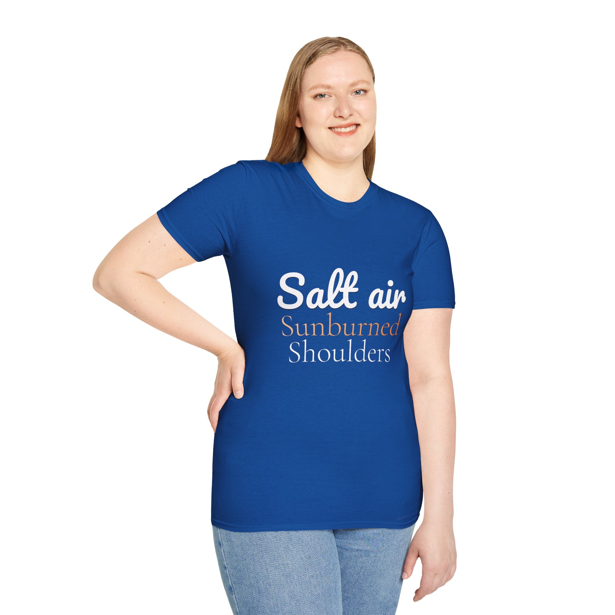 Summer Theme, Beach Quote Typography T-Shirt, Salt Air Sunburned Shoulders Tee