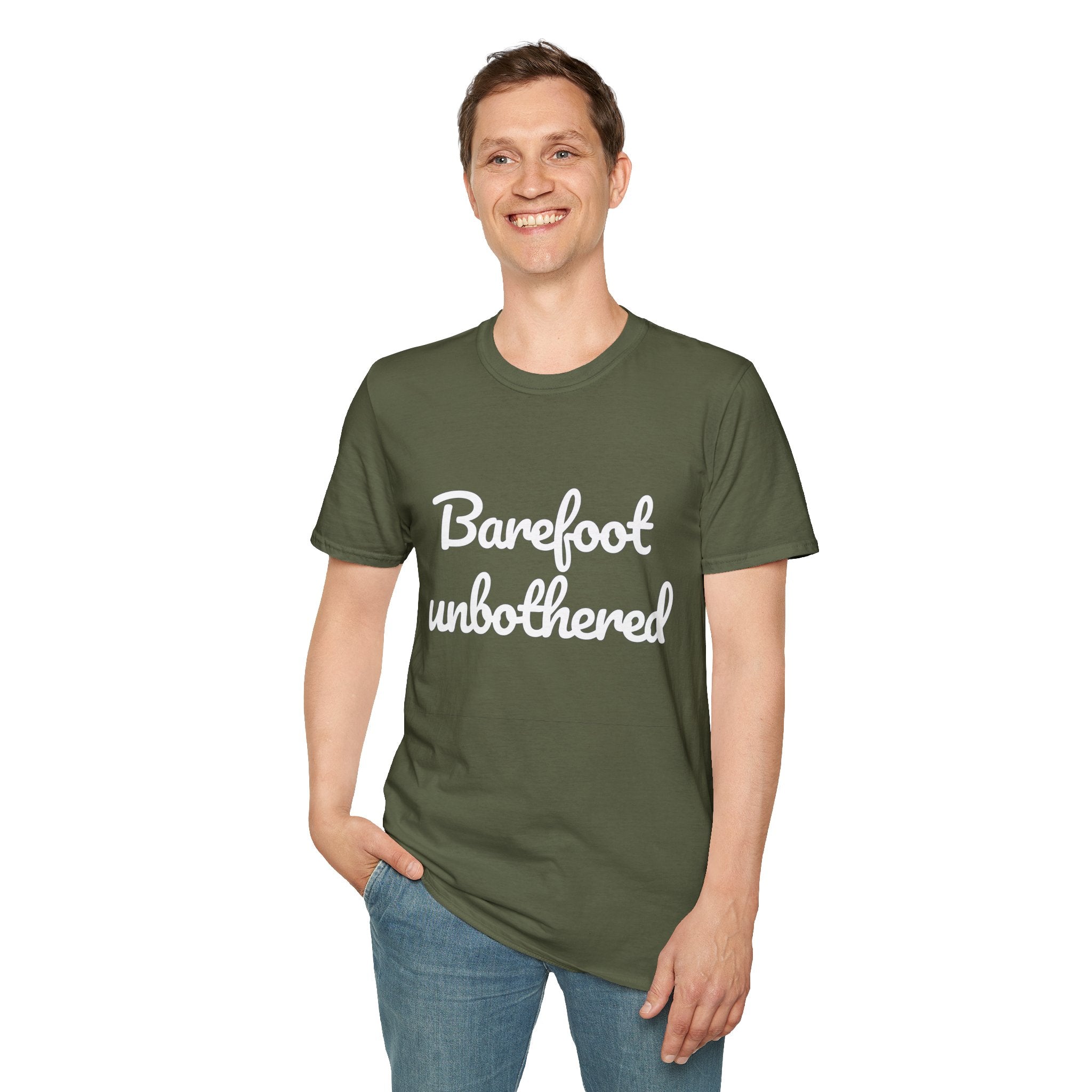 Summer Theme Minimalist Typography T-Shirt, Barefoot Unbothered Tee