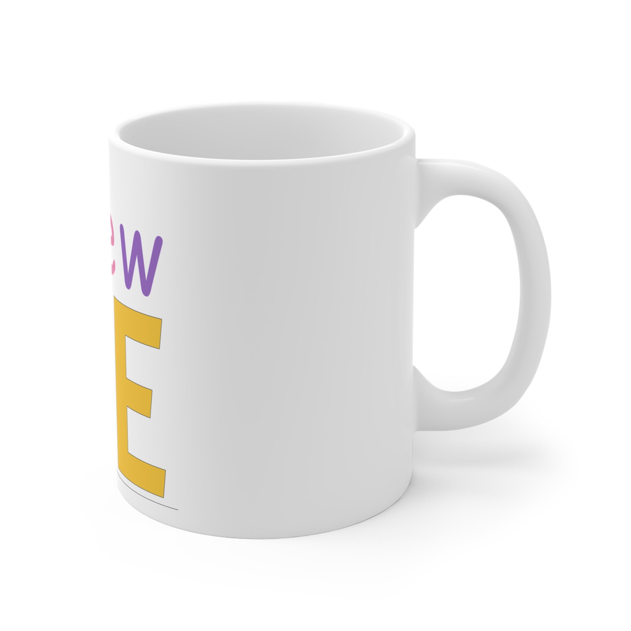 Colorful Typography White Ceramic Mug, Brew Me Graphic Coffee Mug, 11 oz